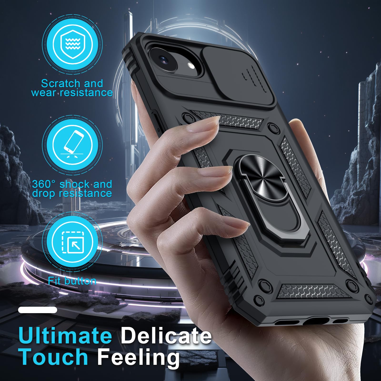 for iPhone 17e/iPhone 16e Phone Case Built in Slide Camera Len... - Janmitta Official Product View 8