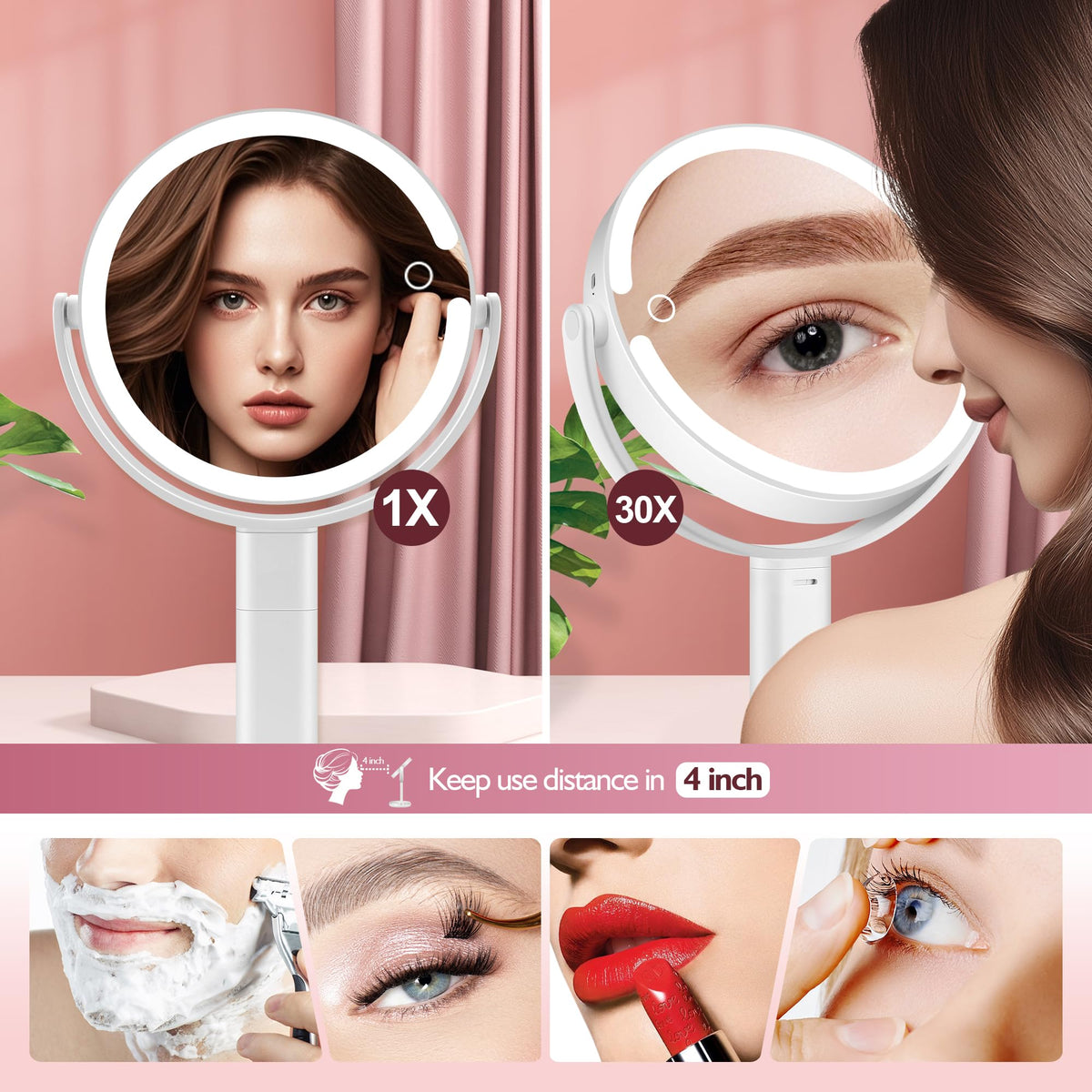 Makeup Mirror with Lights 30X Magnifying Height Adjustable - MOMOKUBA Official Imagery - 5