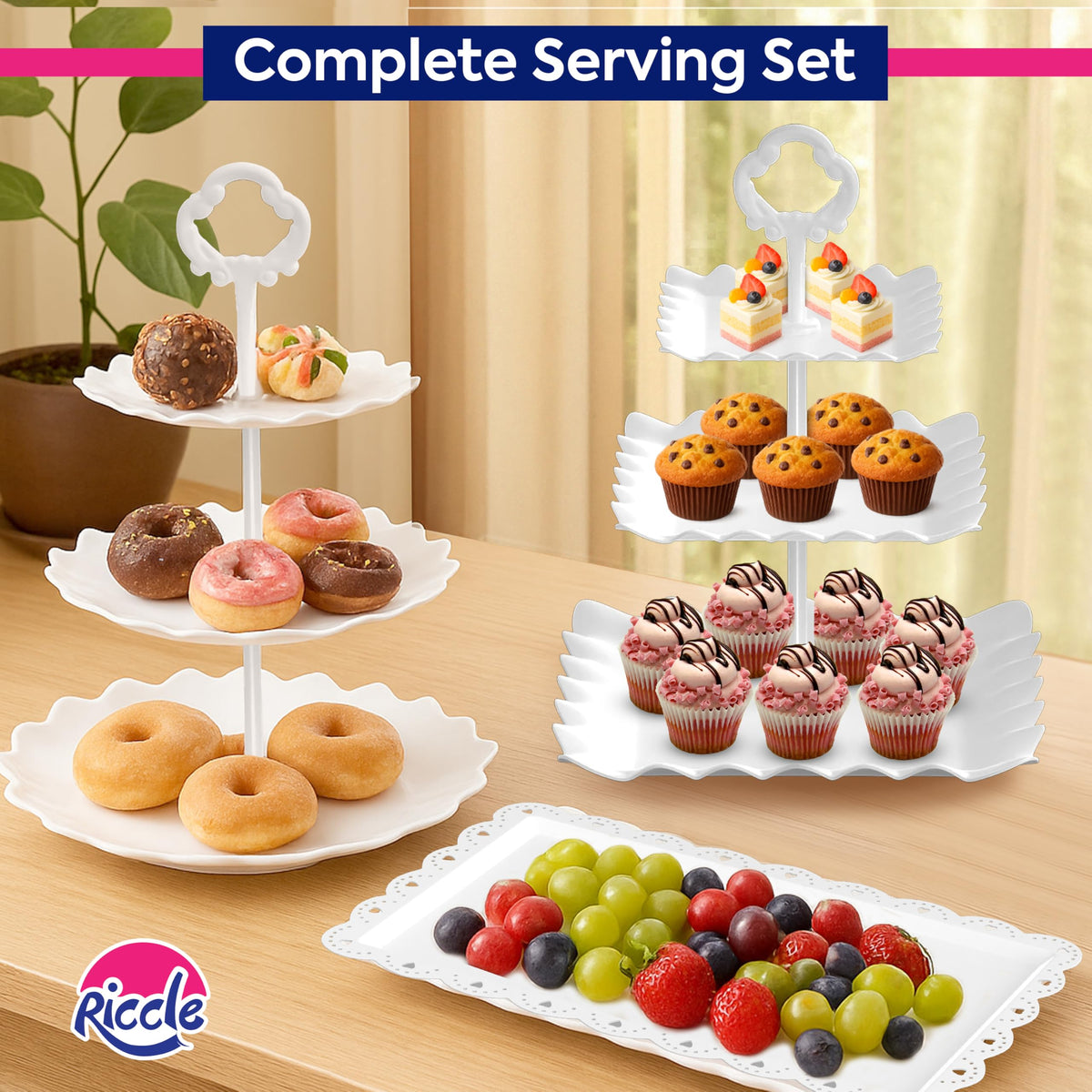 10Pc Dessert Table Display Set 3 Tiered Cupcake Stand Cake - RICCLE Official Imagery - 7