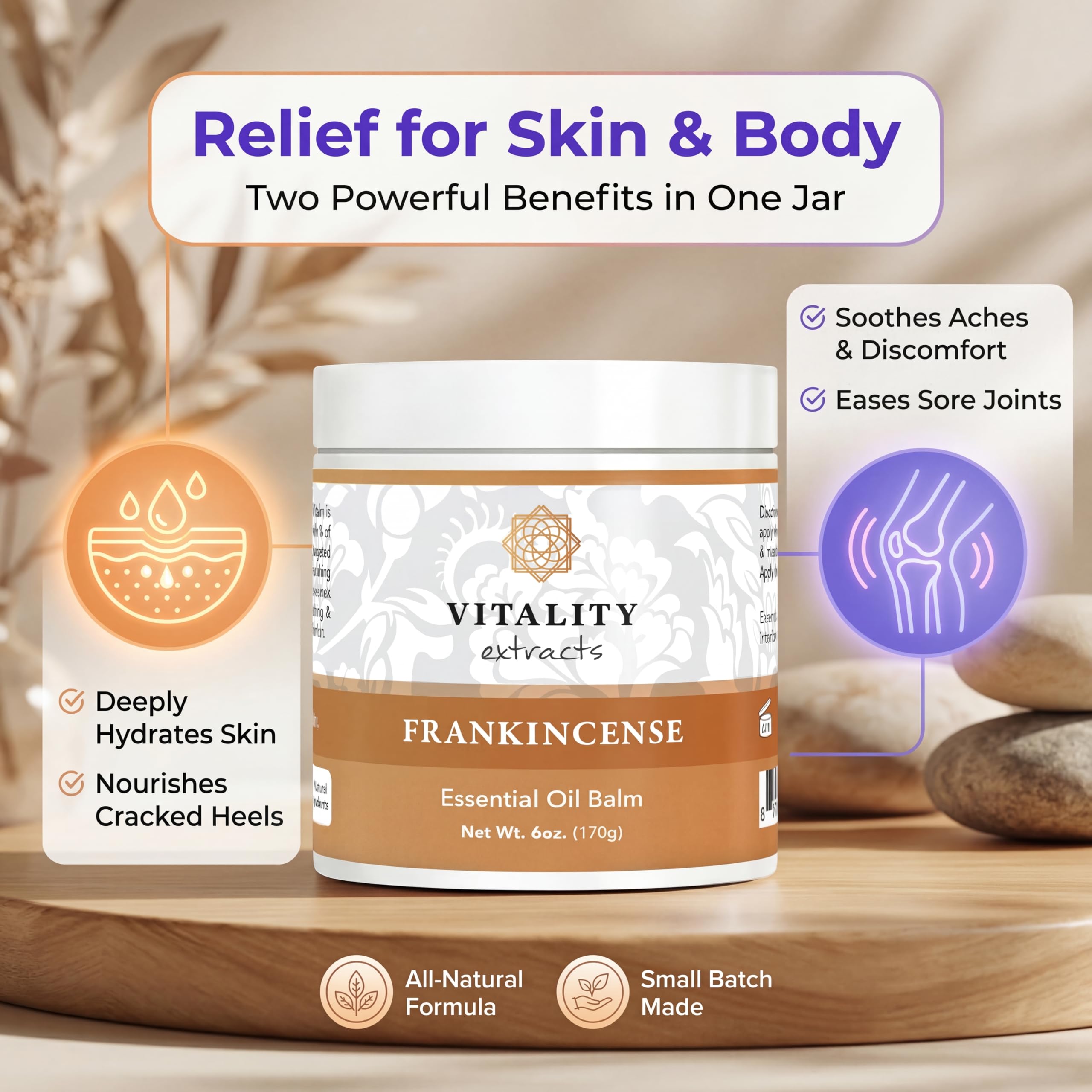 Vitality Frankincense Balm 6oz – Beeswax Moisturizer