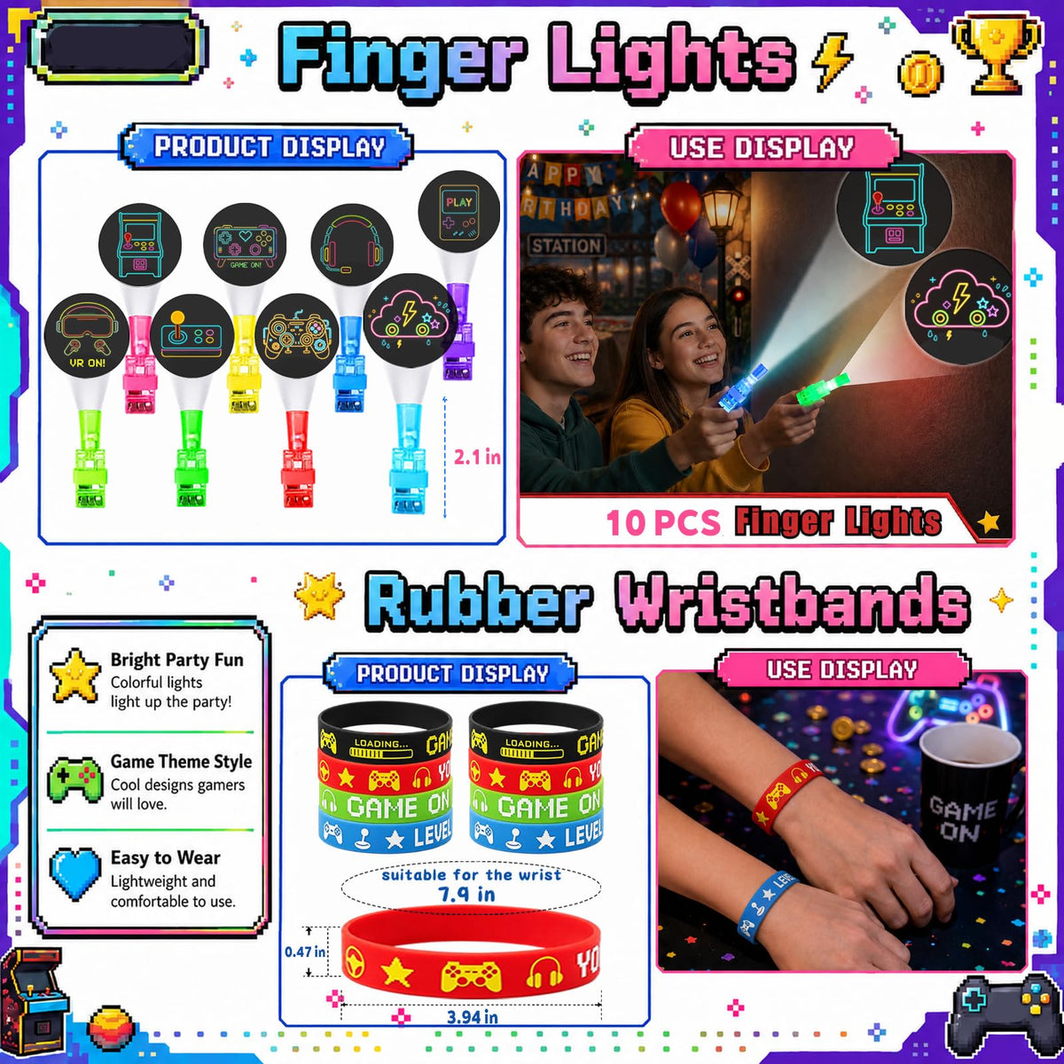 190 Pcs Video Game Party Favors Gamer Birthday Goodie Bag - FSNBHGM Official Imagery - 6