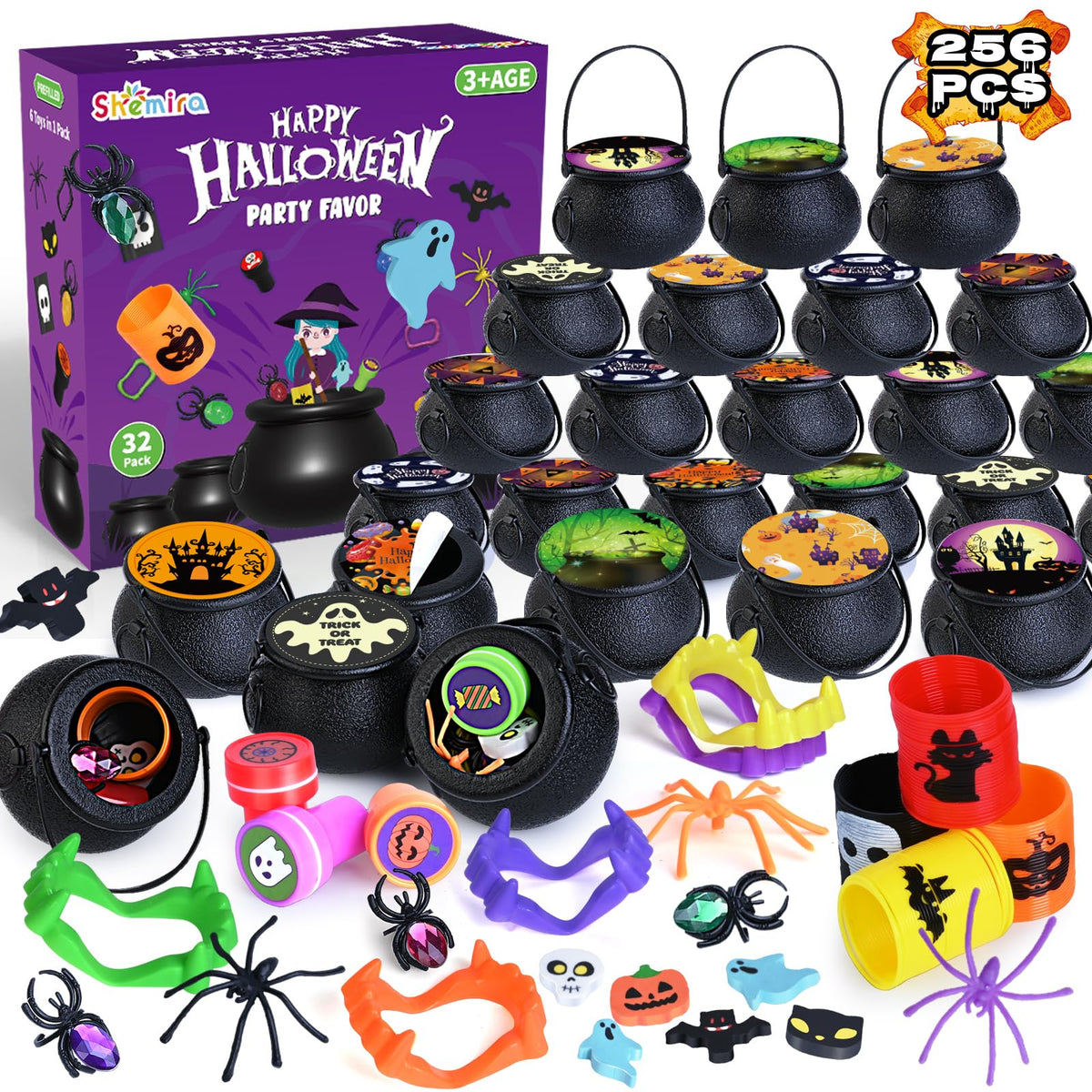 256 PCS Halloween Party Favors Bulk for Kids 32 Pack - Shemira Official Imagery - 1