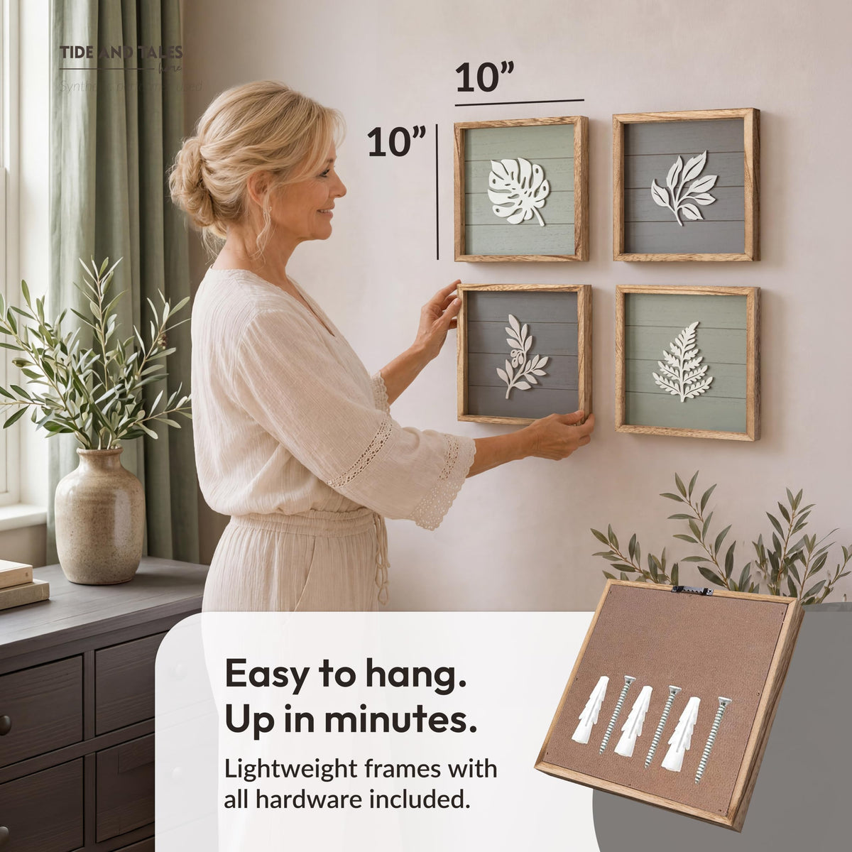 Tide and Tales 3D Botanical Leaf Wall Art Set of 4 Bedroom - Tide and Tales Official Imagery - 4