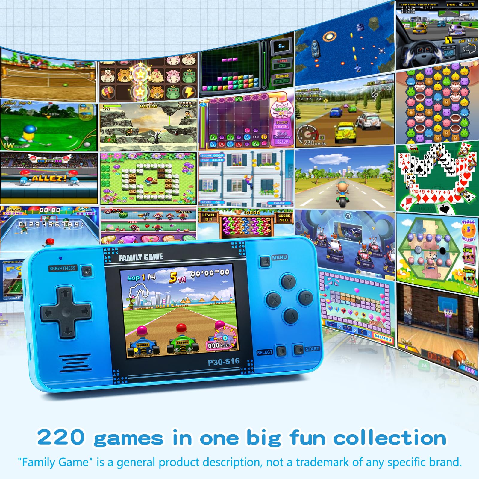 WELLST·G Handheld Game for Kids -Preloaded 220 Retro Video Games, by WELLST·G - Angle View 2