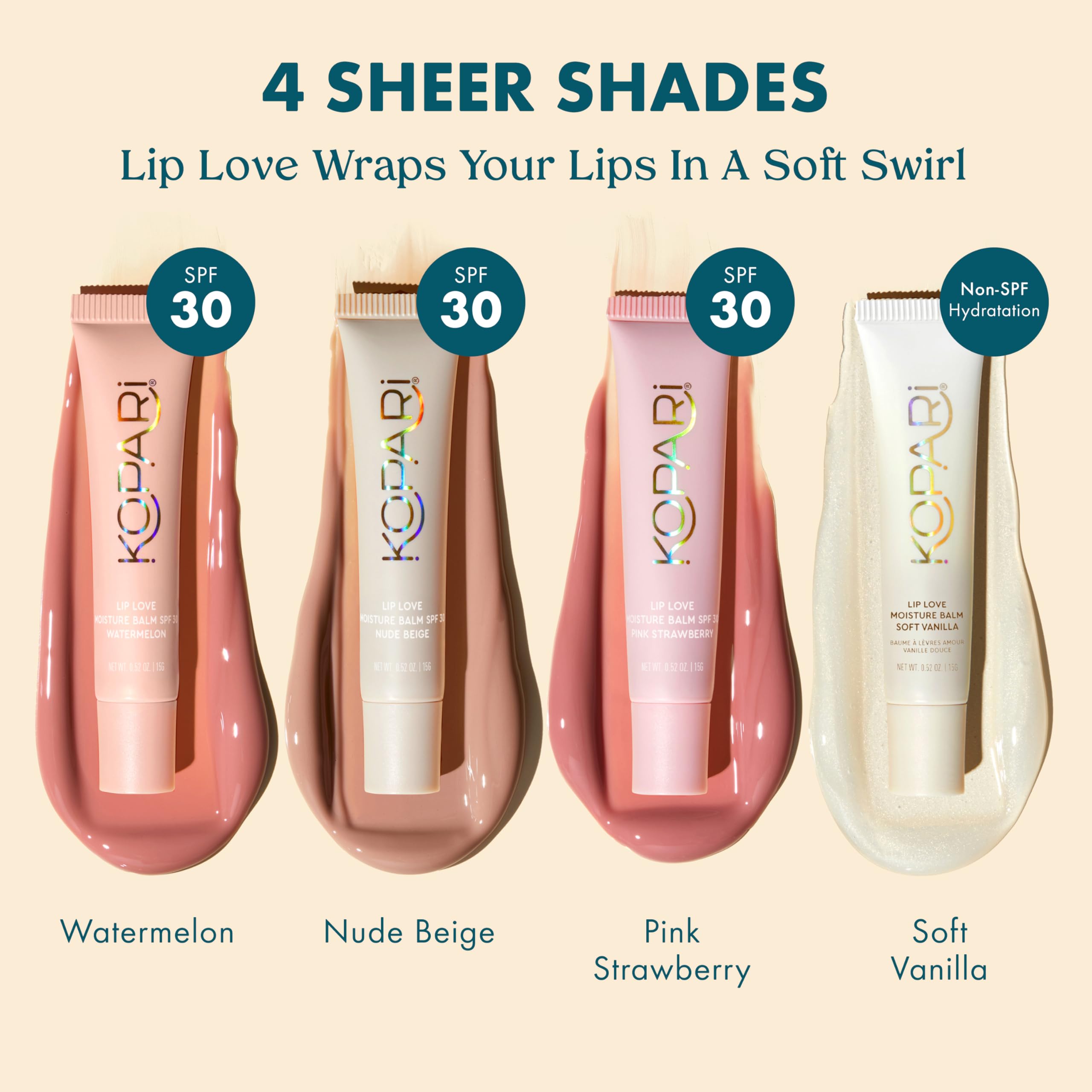 Kopari Lip Love Moisture Balm in Nude Beige SPF 30 - Mineral Zinc Oxide Tinted Lip Sunscreen, Ceramide Barrier-Boosting Hydration, Clean Vegan, 0.35 oz - Kopari Official Product View 7