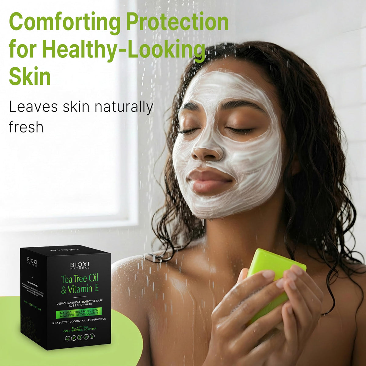 Tea Tree Oil Vitamin E Soap Bar - BIOXI Official Imagery - 8