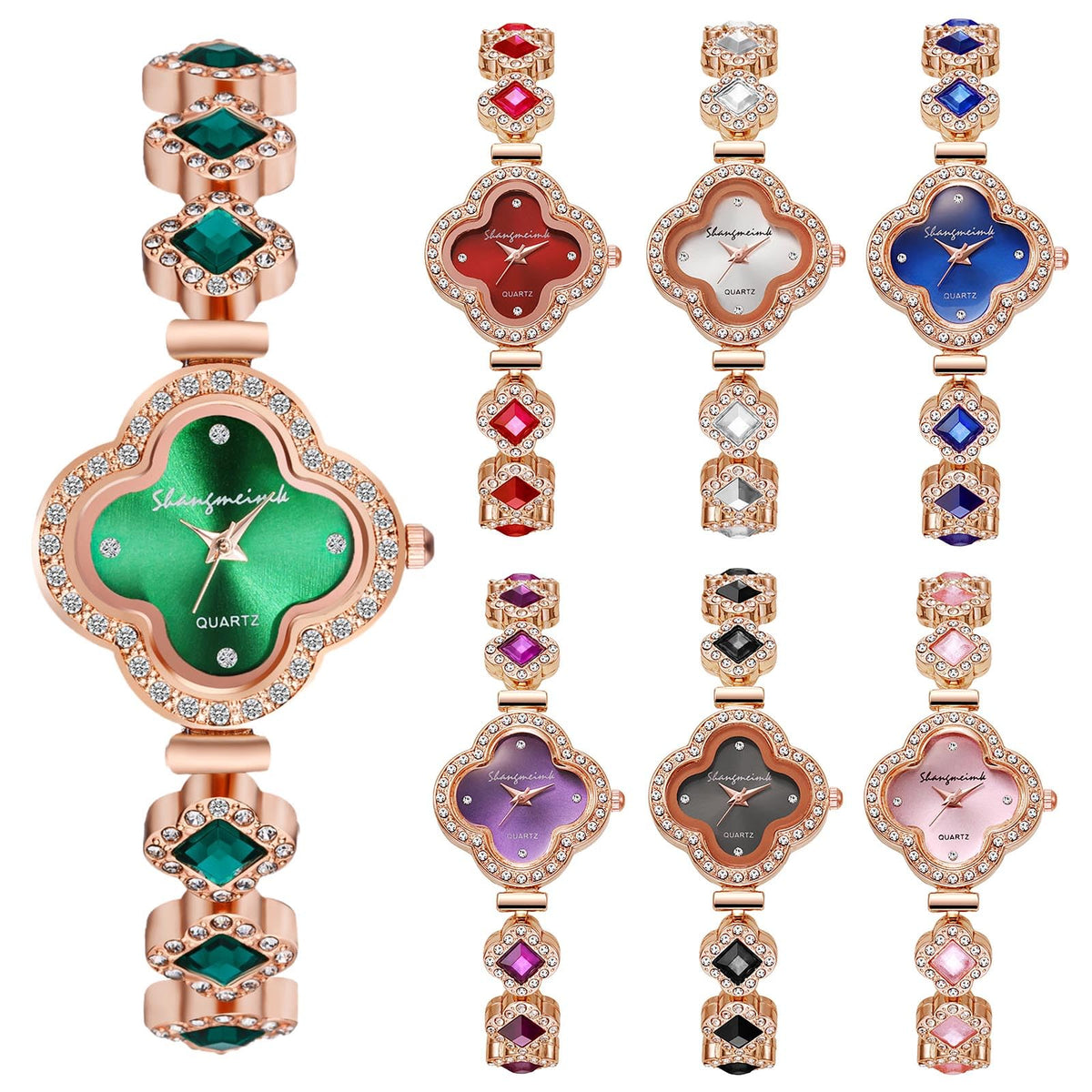 7 Pcs Set Stylish Gold Women s Watches with Crystals - Dacdyi Official Imagery - 2