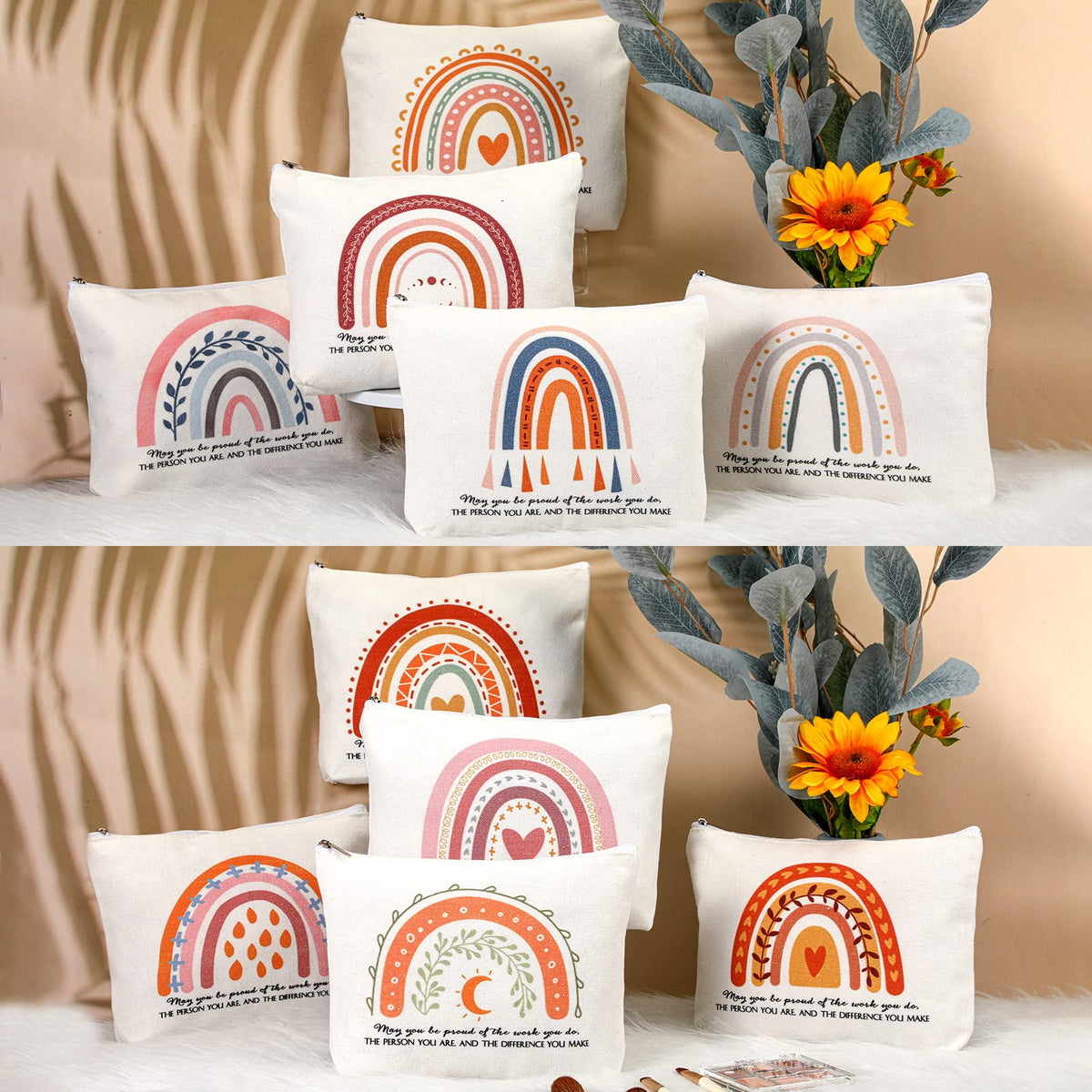 Sieral 30 Pcs Appreciation Makeup Bags Rainbow Canvas Zipper - Sieral Official Imagery - 8