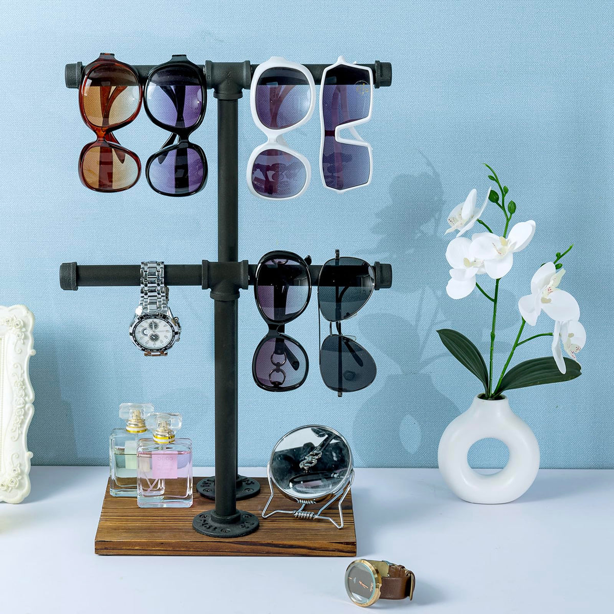 MyGift Adjustable 2 Tier Industrial Jewelry Display Stand - MyGift Official Imagery - 8