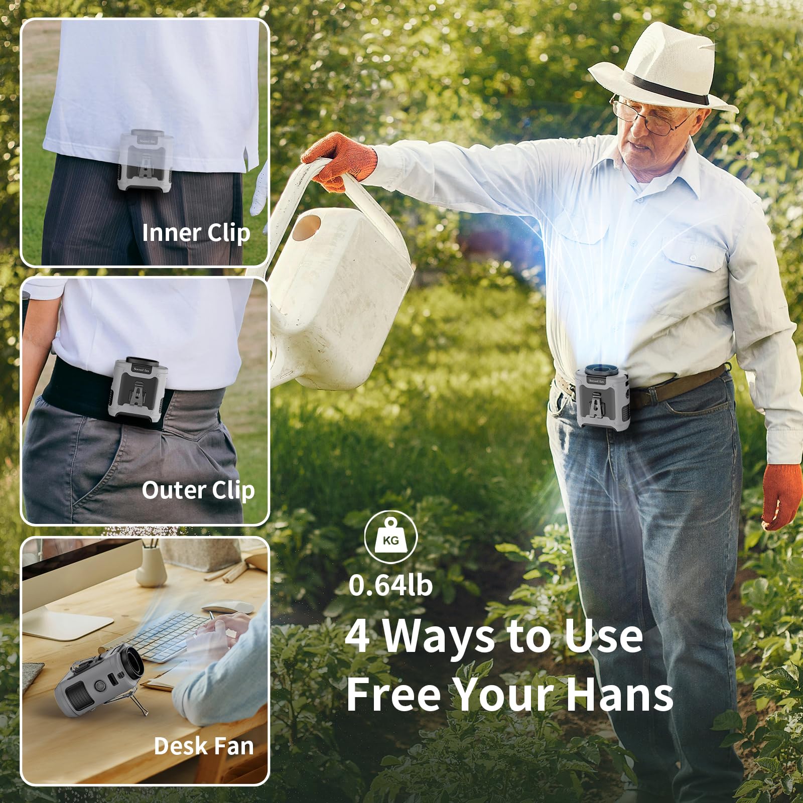 Socool fan Socool 10000mAh Portable Waist Fan Clip on Wearable Belt Personal Fan - Socool fan Official Product View 3