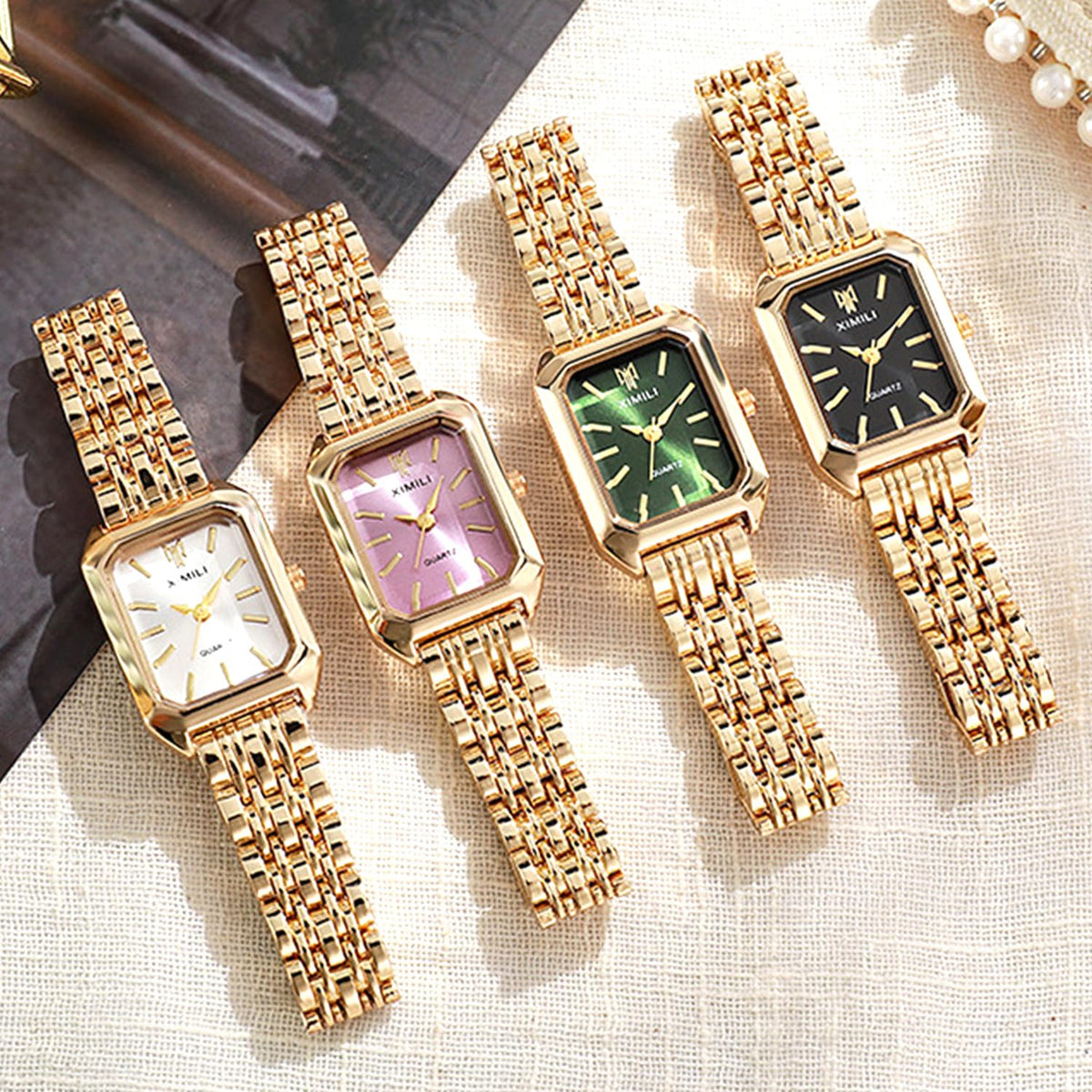 4 Pack Gold Watches for Women with Vintage Stainless Steel - haodmius Official Imagery - 3