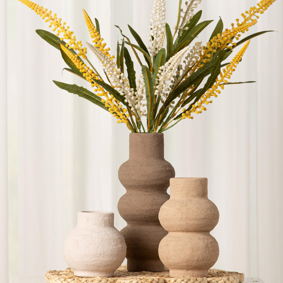 Ceramic Vase Set of 3 Home Decor Living Room Table - Vanselia Official Imagery - 8