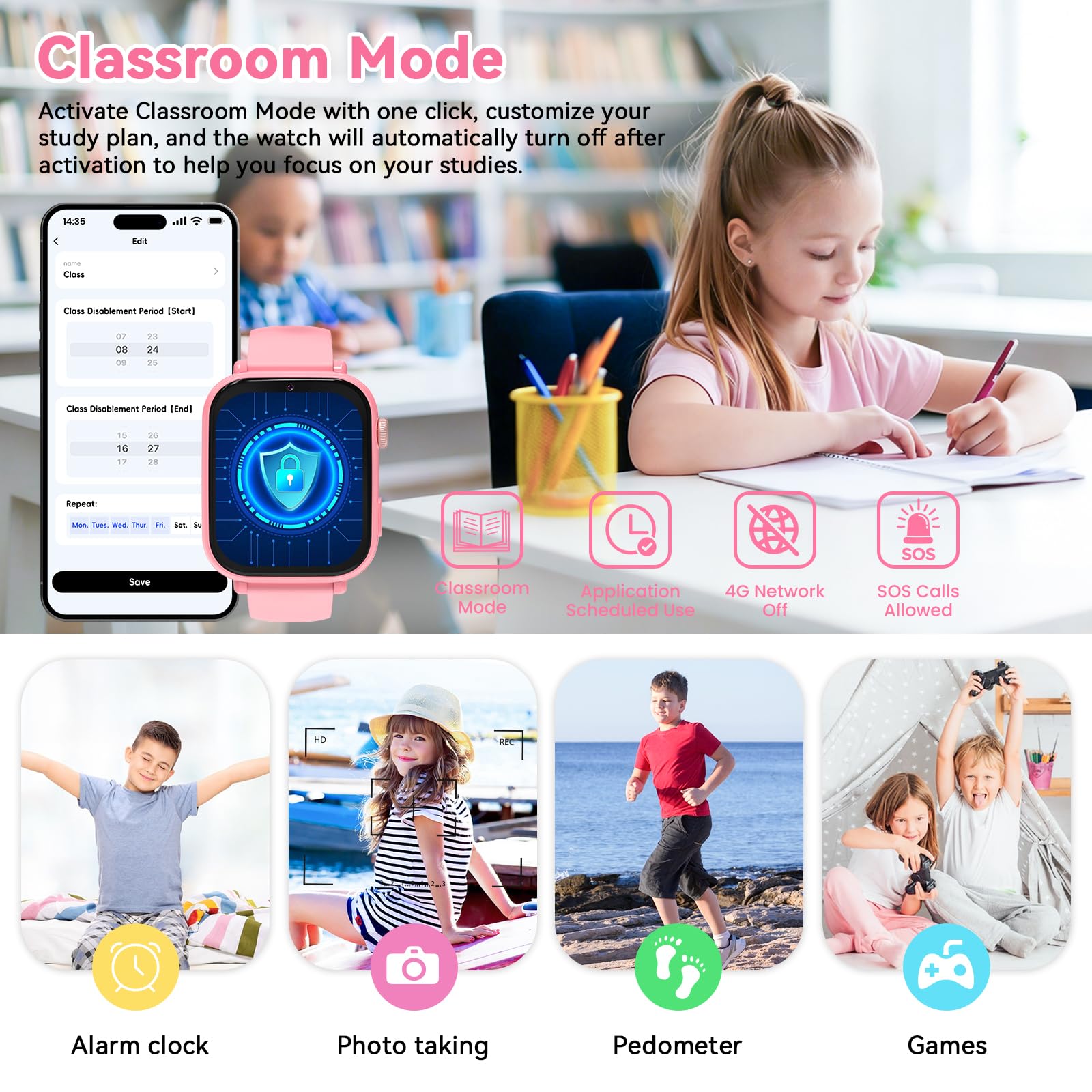 Berilona 4G Kids Smart Watch Phone GPS, Smartwatch for Boys Girls Ages - View 4