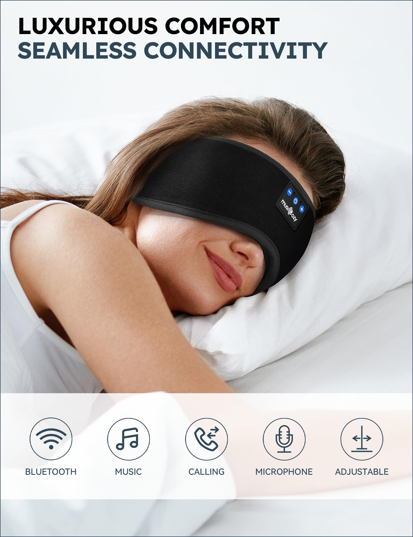 MUSICOZY Bluetooth 5.4 Sleep Headphones Sleeping Eye Mask Earbuds - MUSICOZY Official Product View 2