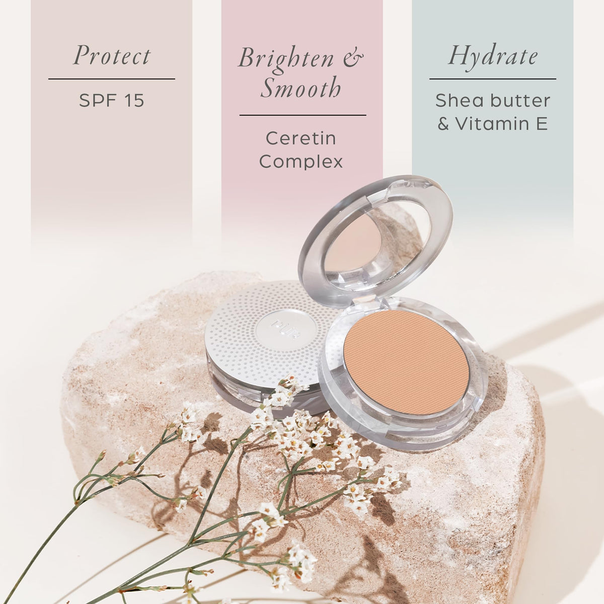 P R 4 in 1 Pressed Mineral Makeup Powder Foundation with SPF - PÜR MINERALS Official Imagery - 5