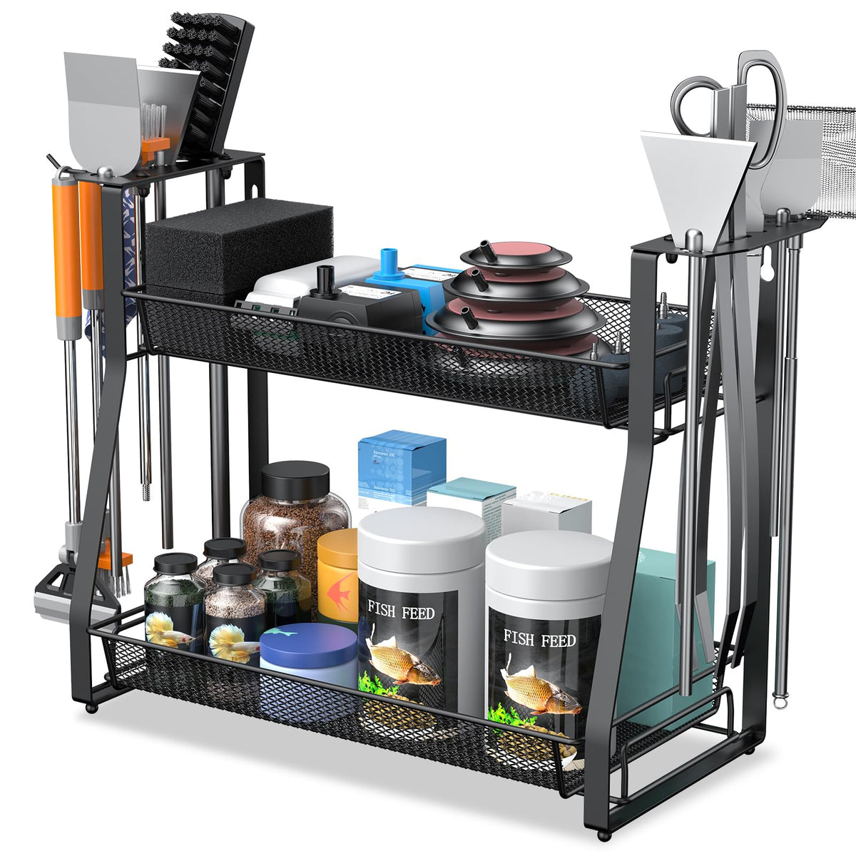 Pawfly Aquarium Tool Organizer Detachable Metal Fish Tank - Pawfly Official Imagery - 1