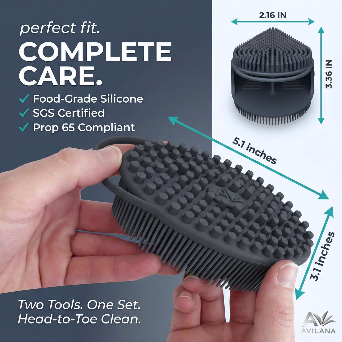 Avilana Premium Body Scrubber and Face Brush Set - Avilana Official Imagery - 6