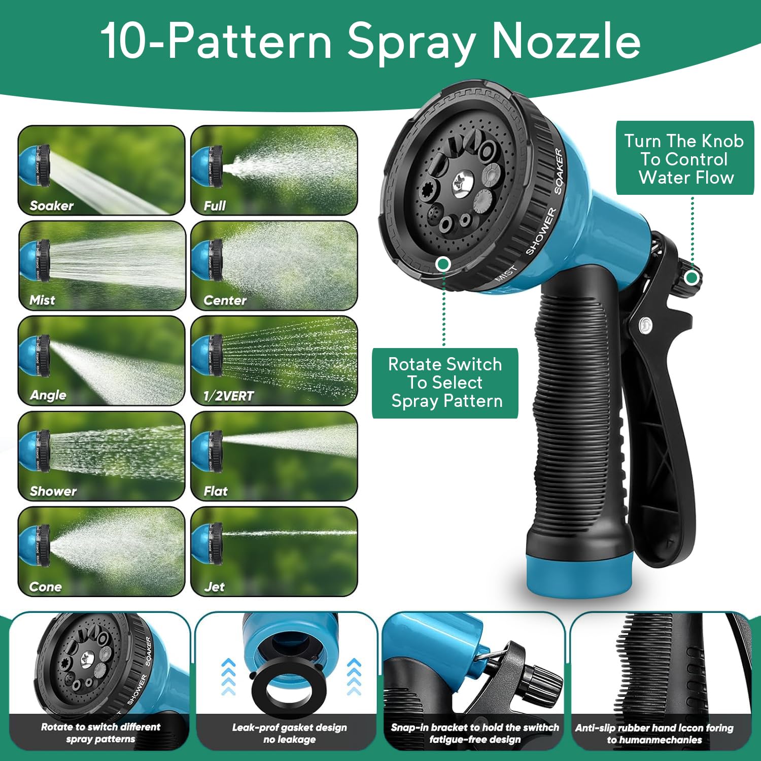 Linmdec Expandable Garden Hose 100ft with 10 Function Nozzle, 202 - Linmdec Official Product View 5