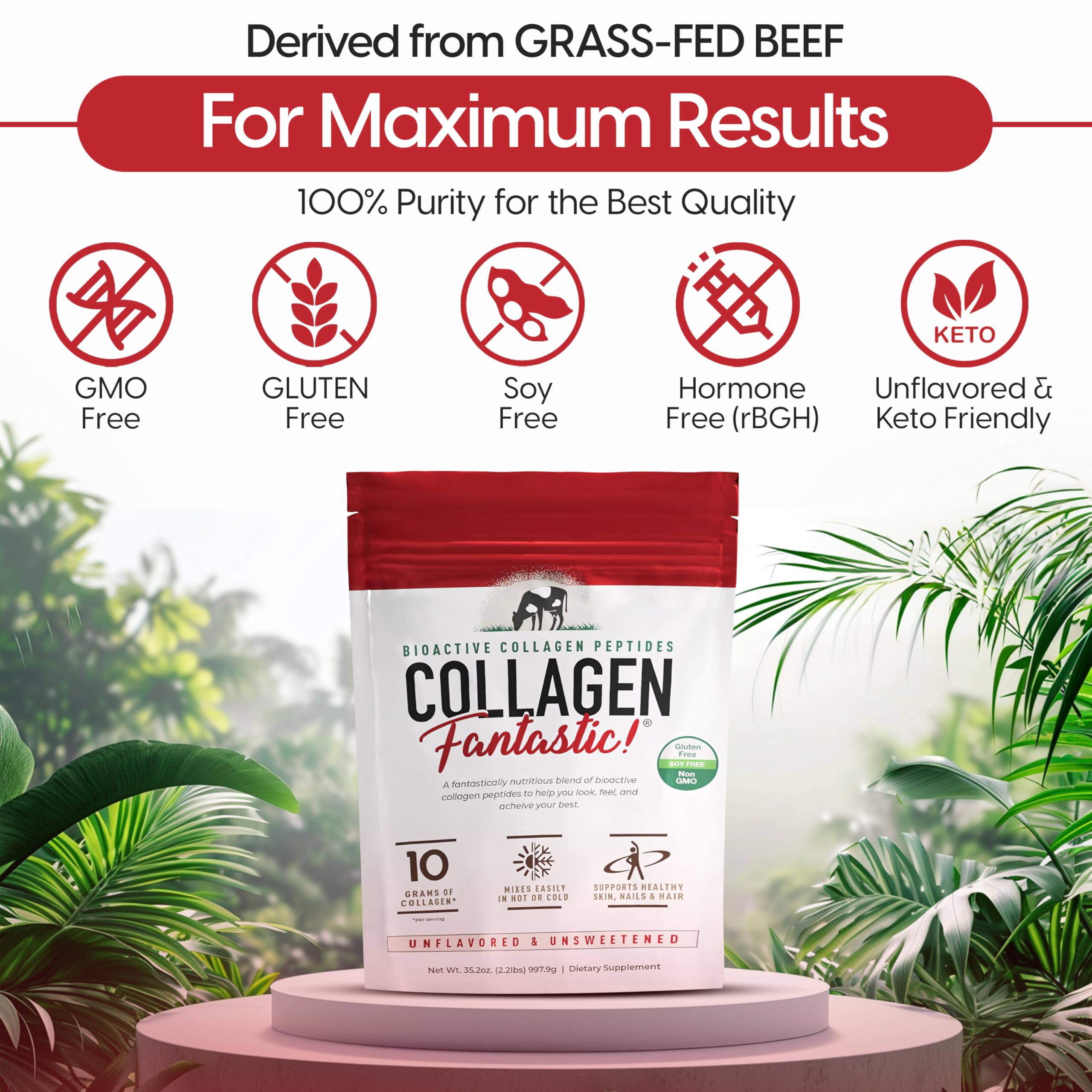 Collagen Peptides Powder Unflavored 2 2lb - Fantastic Nutrition Official Imagery - 5