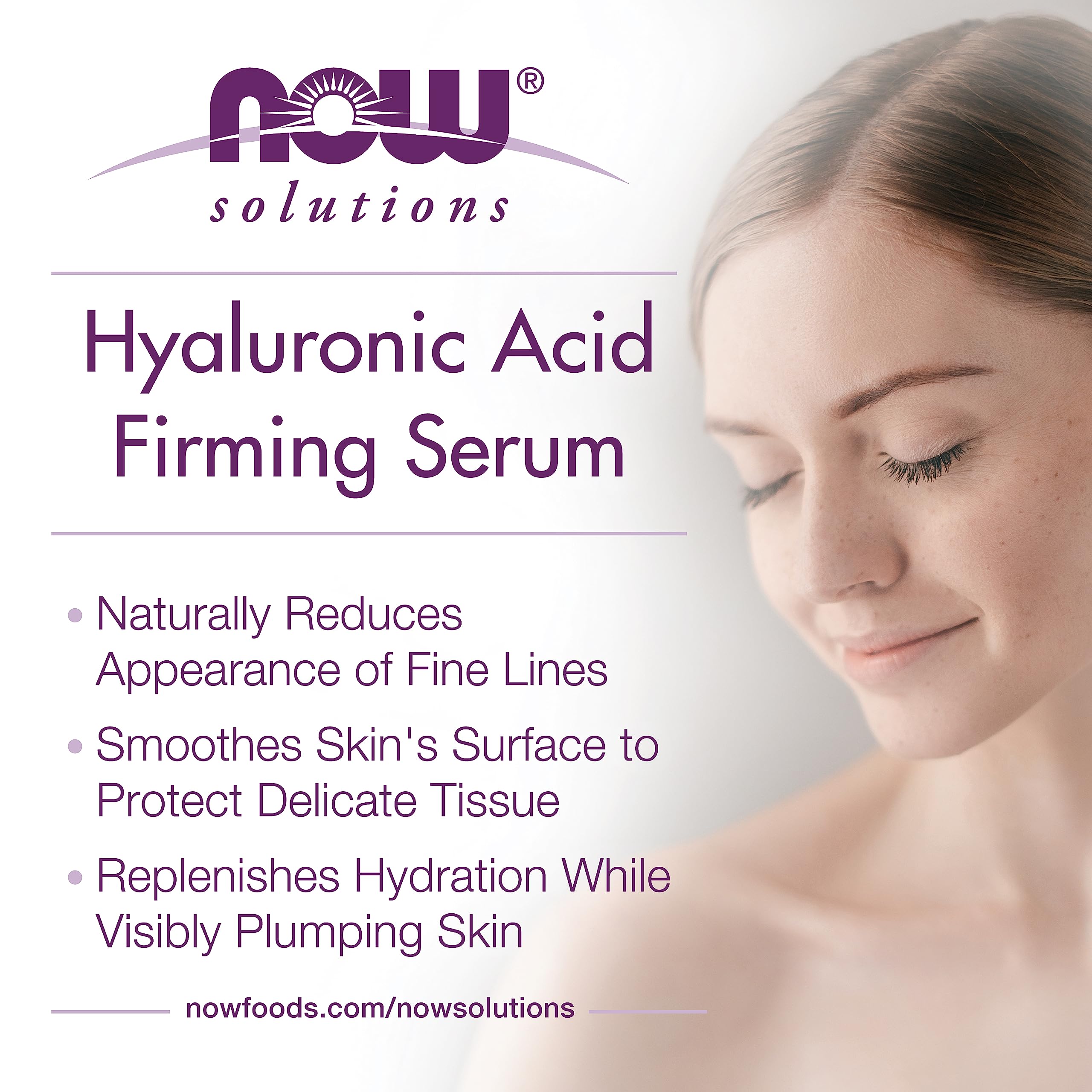 NOW Foods Solutions, Hyaluronic Acid Firming Serum, Naturally Reduces - NOW Official Product View 4