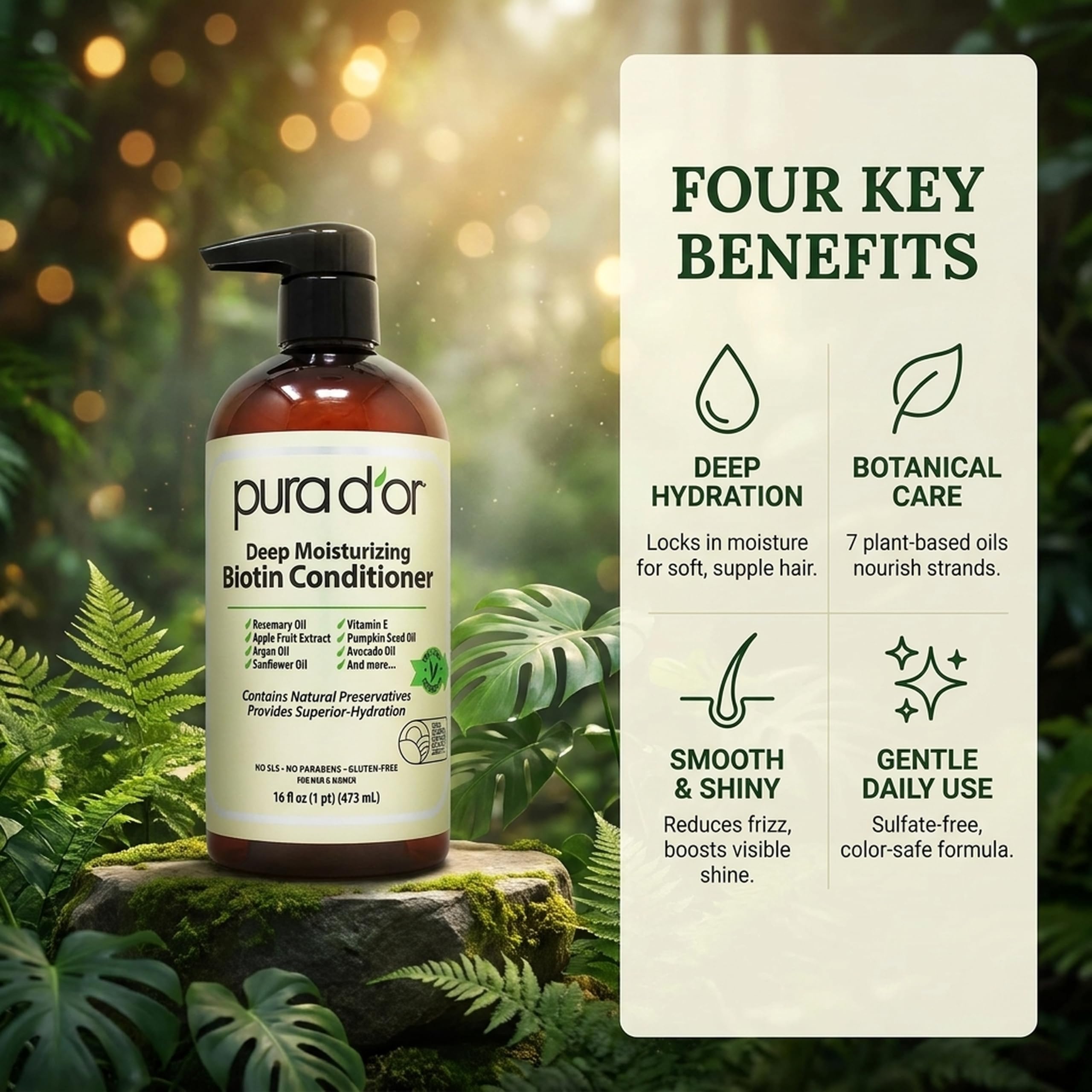 PURA D'OR Deep Moisturizing Biotin Hair Regrwoth Conditioner Thickens, Softens, - PURA D'OR Official Product View 7