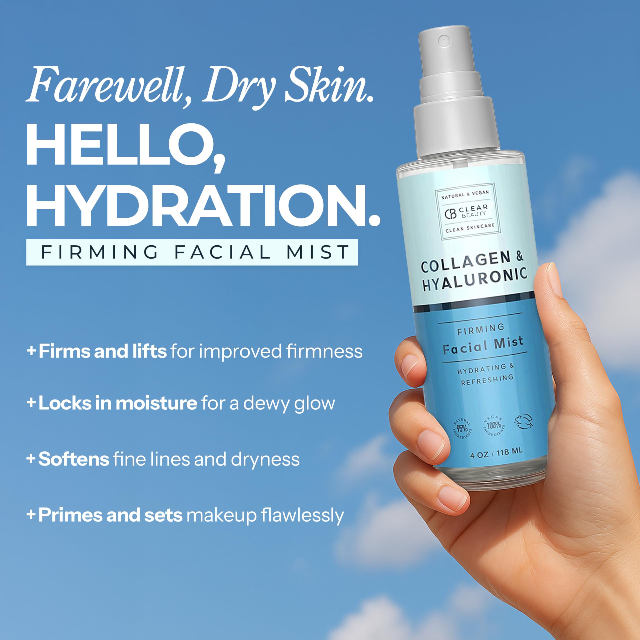 Hyaluronic Acid &amp; Collagen Hydrating Facial Mist, - Clear Beauty