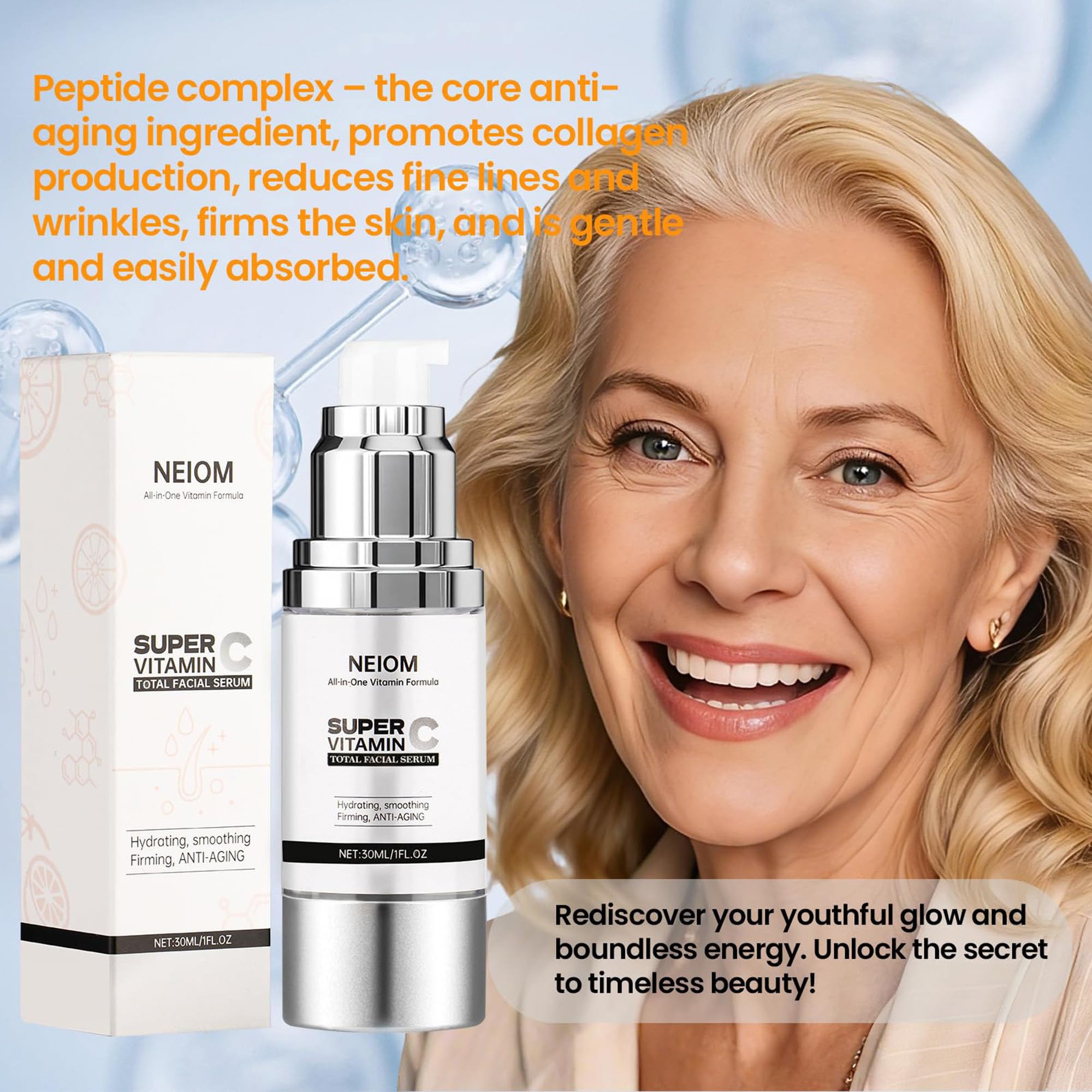Super Vitamin C Face Serum for Women over 70 Anti Aging 1 fl - NEIOM Official Imagery - 3
