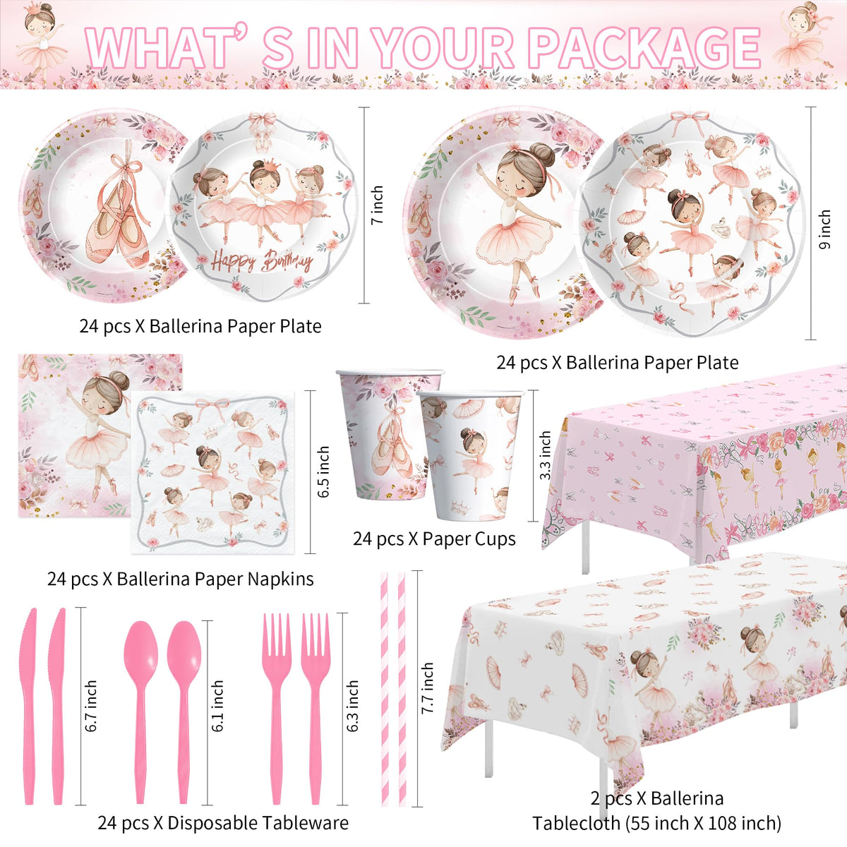 Srua Don Ballerina Birthday Party Decorations Girl Pink - Srua Don Official Imagery - 4