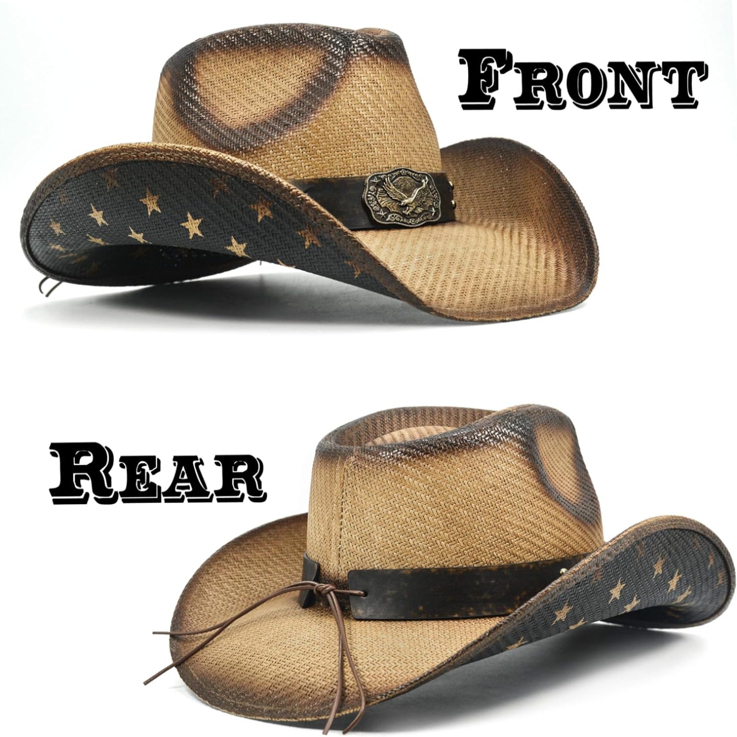 FLUFFY SENSE straw cowboy hat for women and men, western sun hat perfect for country concerts, rodeos, and cowgirl outfits.