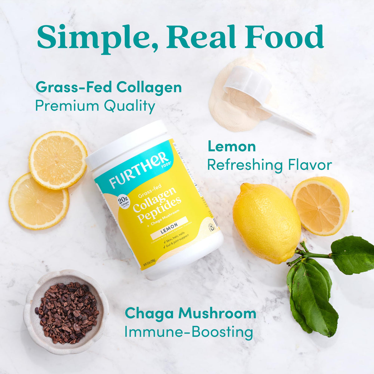 Further Food Lemon Collagen Peptides Powder 100 Grass Fed 10 - Further Food Official Imagery - 6