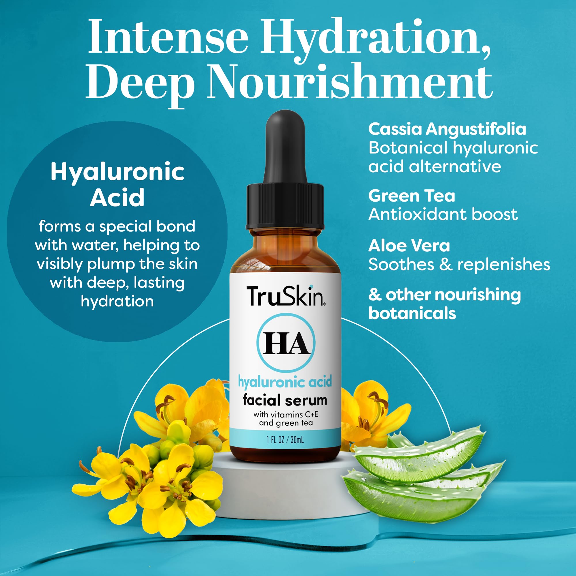 TruSkin Hyaluronic Acid Serum for Face for Hydrated, Plumper Skin, 1 fl oz - TruSkin Official Product View 3