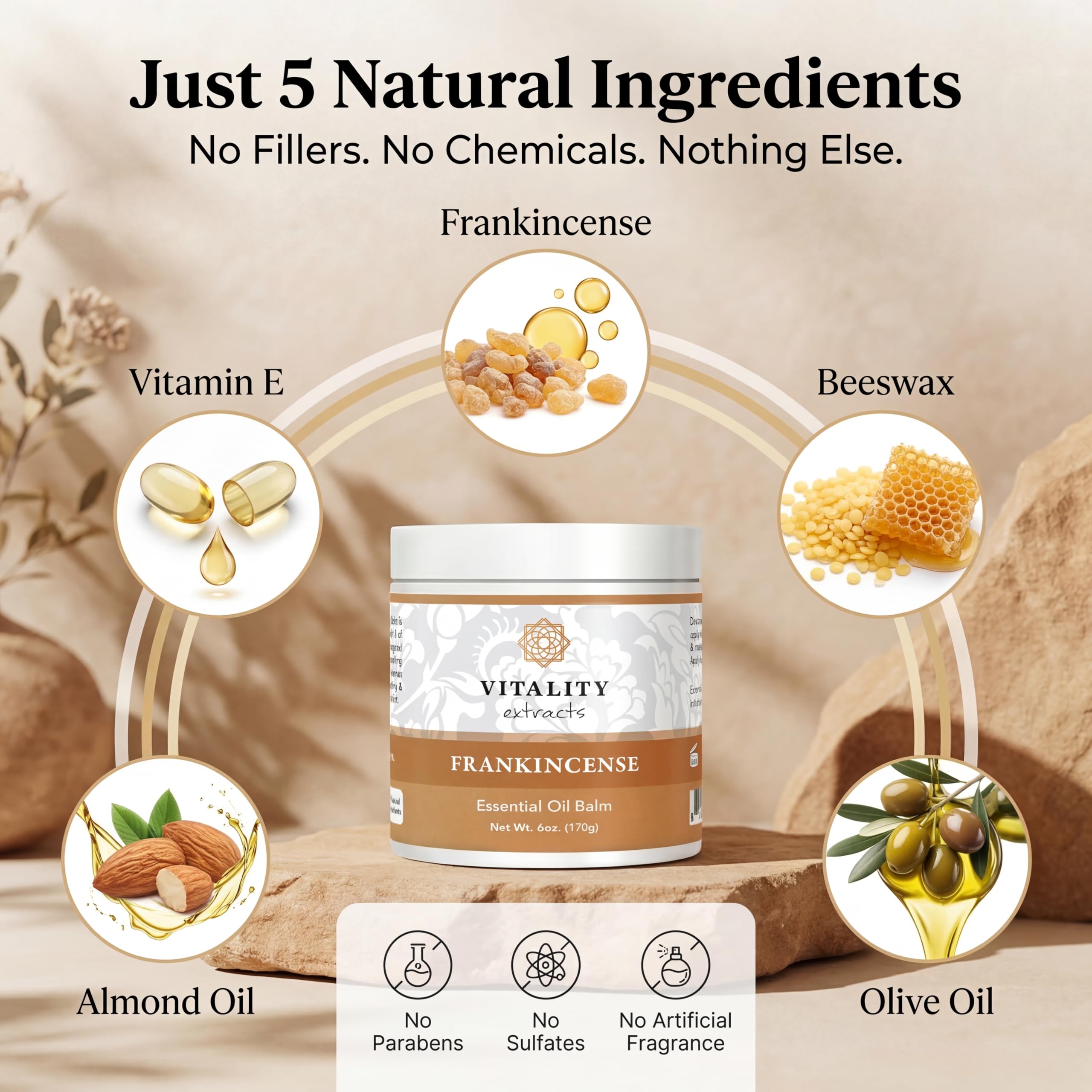 Vitality Frankincense Balm 6oz – Beeswax Moisturizer