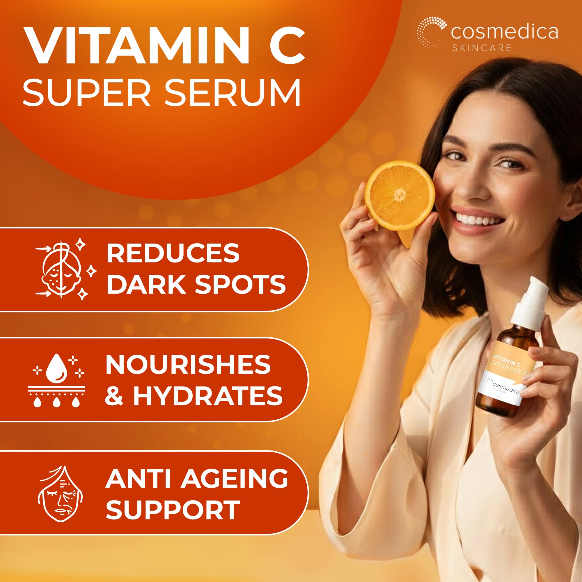 Cosmedica Skincare Vitamin C Serum for Face with Hyaluronic - Cosmedica Skincare Official Imagery - 3