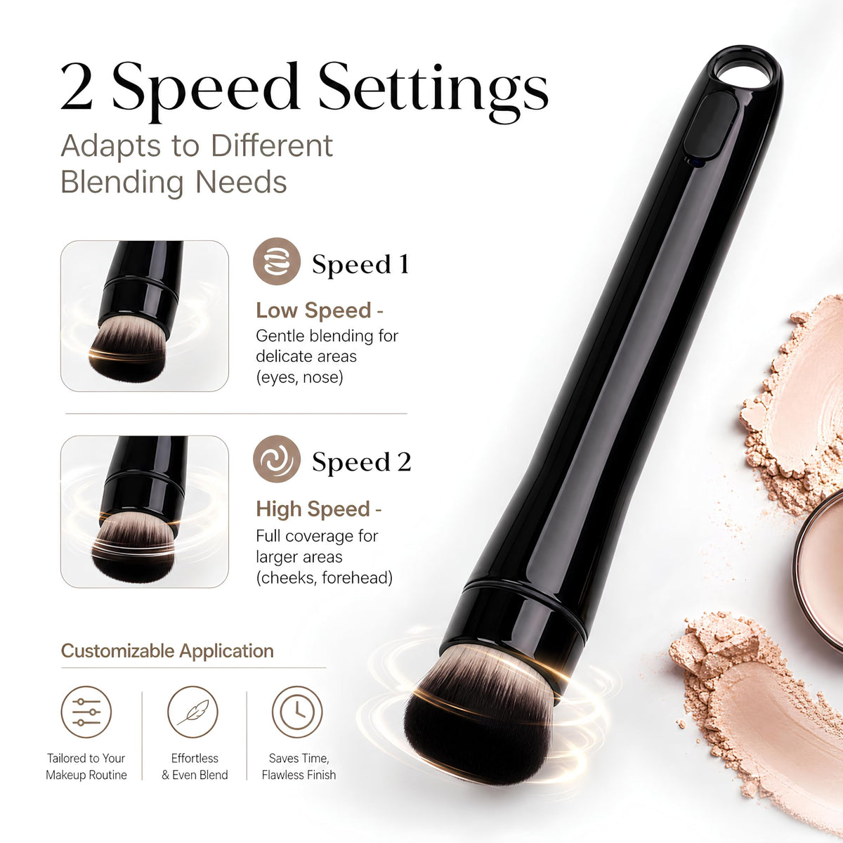 360 Electric Makeup Brush with 2 Replaceable Brush Heads 2 - Beauty Star Official Imagery - 5