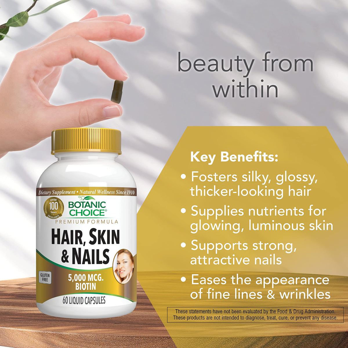 Botanic Choice Hair Skin Nails Vitamins with Biotin 60 - Botanic Choice Official Imagery - 5