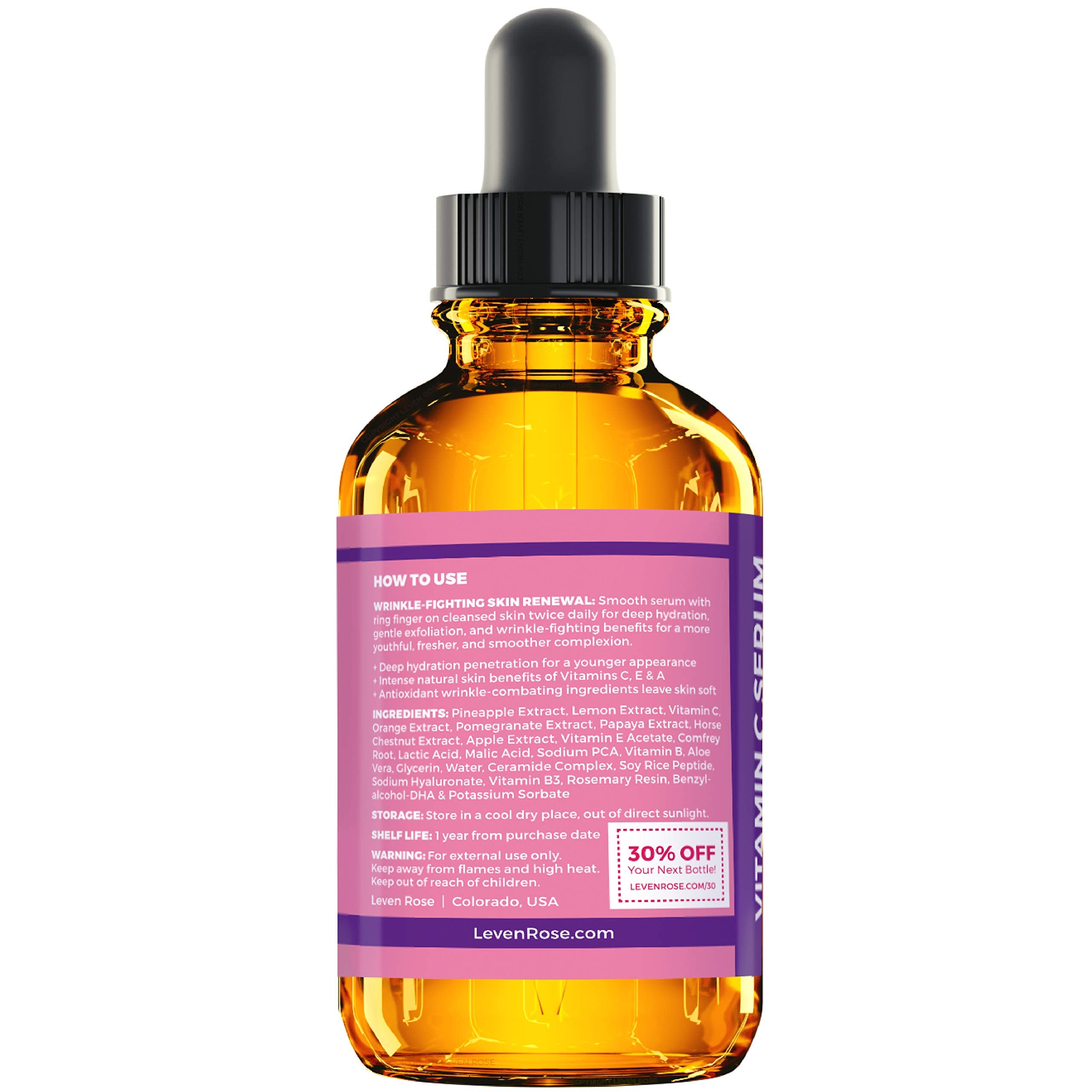 Vitamin C Brightening Serum by Leven Rose 100% Natural Dark Spot Remover for - Leven Rose Official Product View 8
