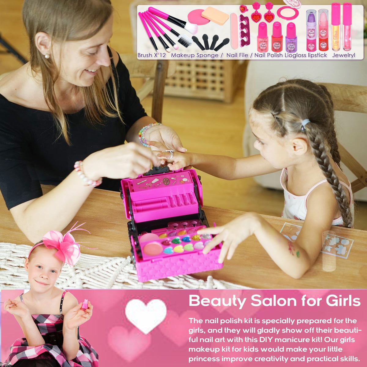 52 PCS Kids Makeup Kit Safe and Washable Makeup for Kids - Amerrly Official Imagery - 7