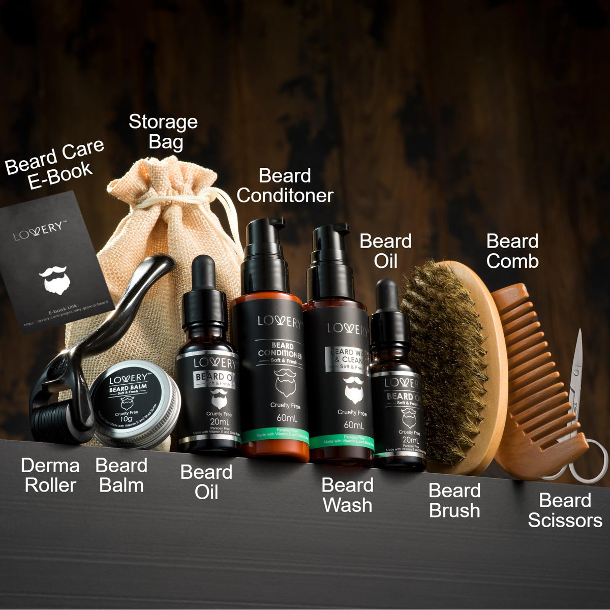 Gifts for Men Beard Grooming Kit Holiday Gift Beard Kit Set - LOVERY Official Imagery - 5