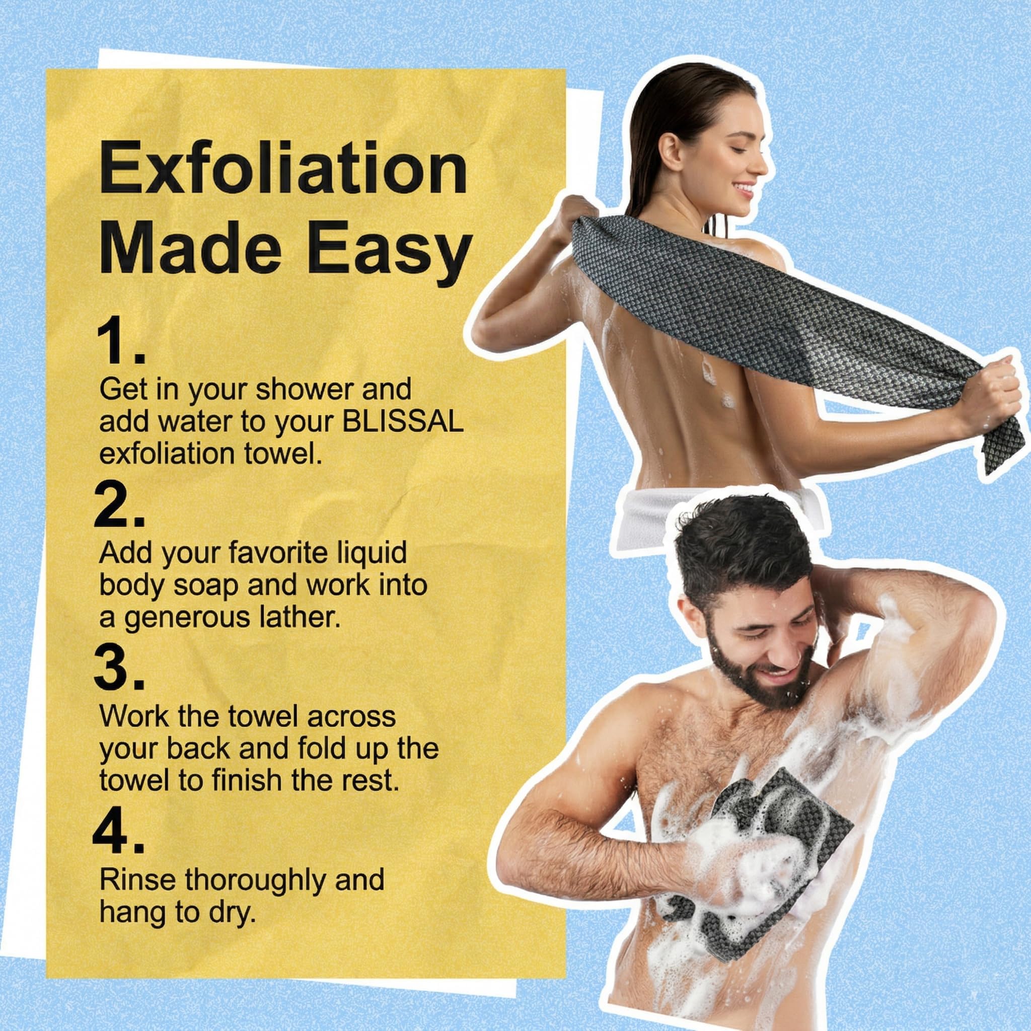 2 Pack Exfoliating Washcloth Towels - Yiclick Official Imagery - 6