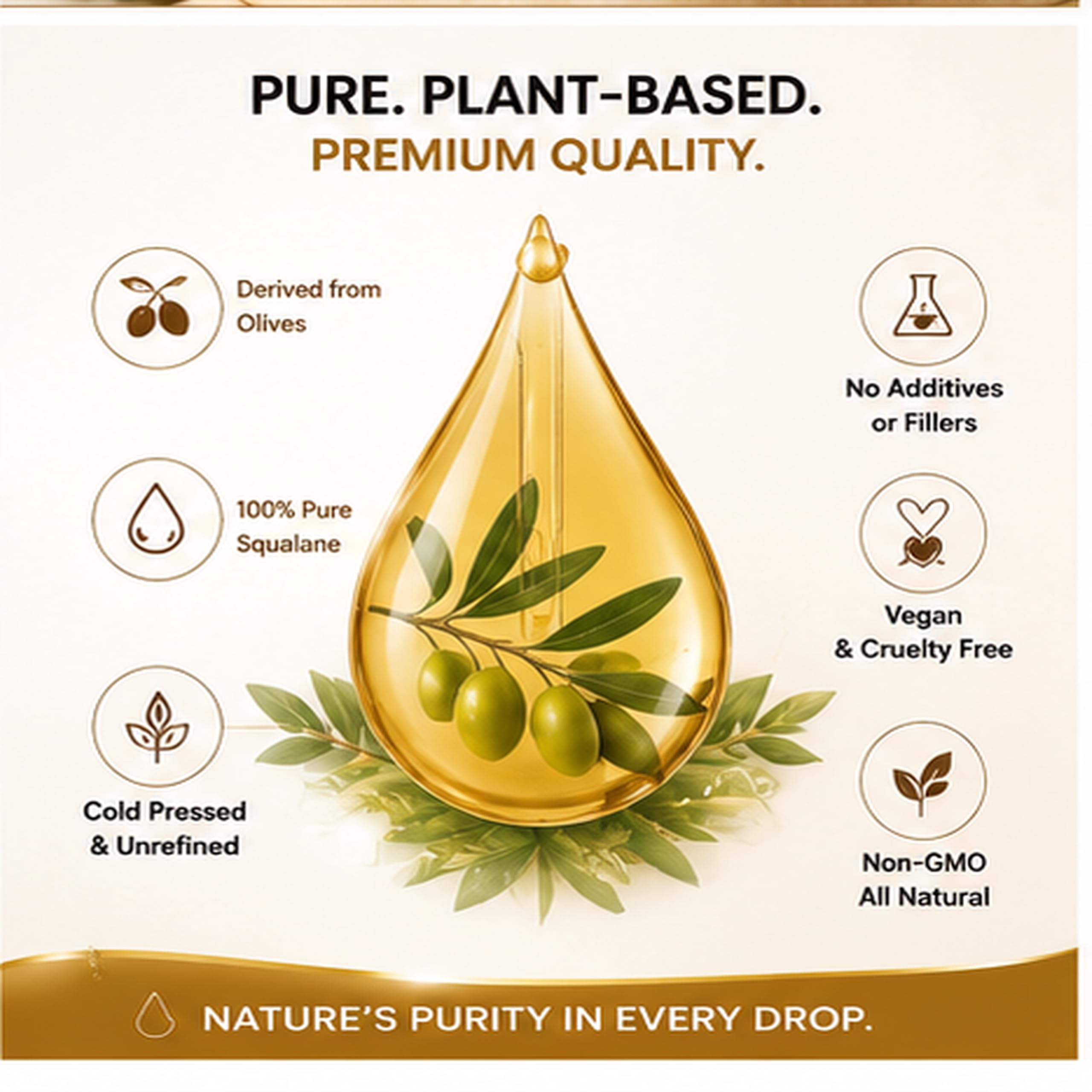 Allurials 100% Organic & All Natural Plant - Based Squalane Oil for Face & Hair & & - Allurials Official Product View 3