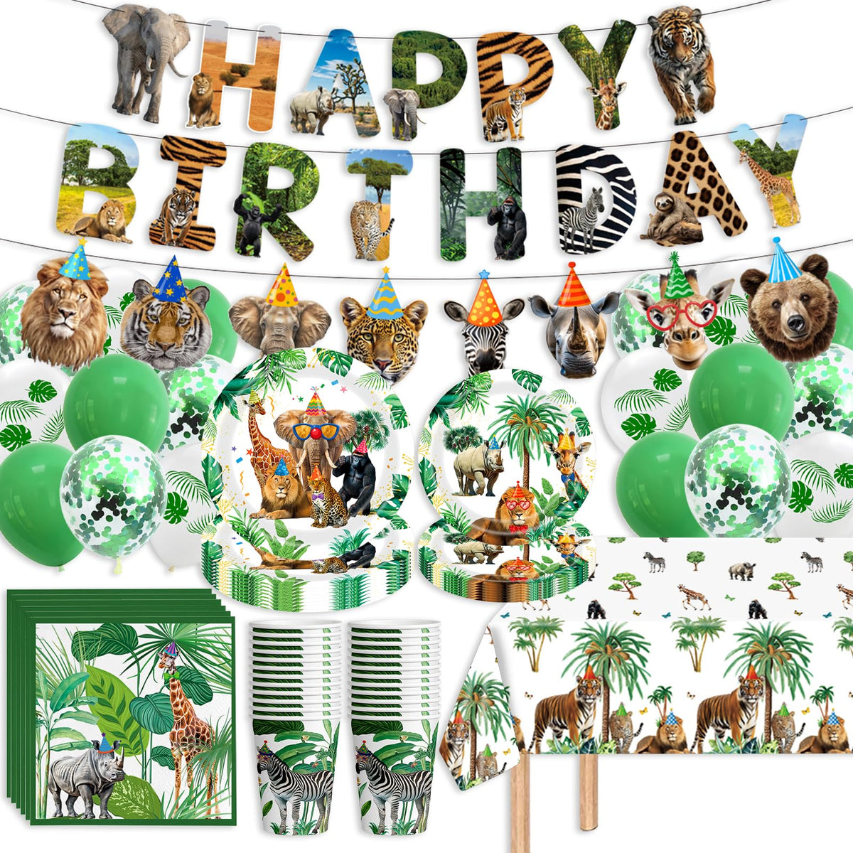 Safari Birthday Party Supplies Jungle Disposable Paper - ANYMONYPF Official Imagery - 1