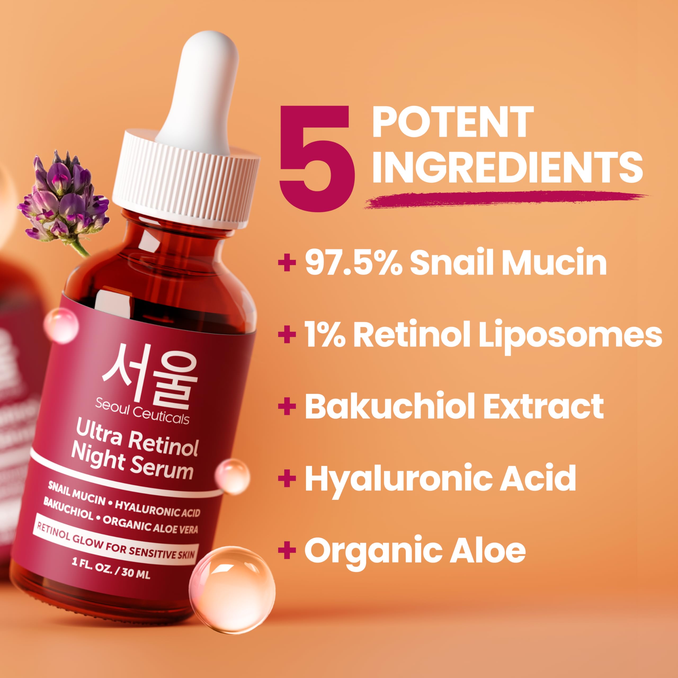 SeoulCeuticals 1% Retinol Snail Mucin Night Serum for Face - SeoulCeuticals