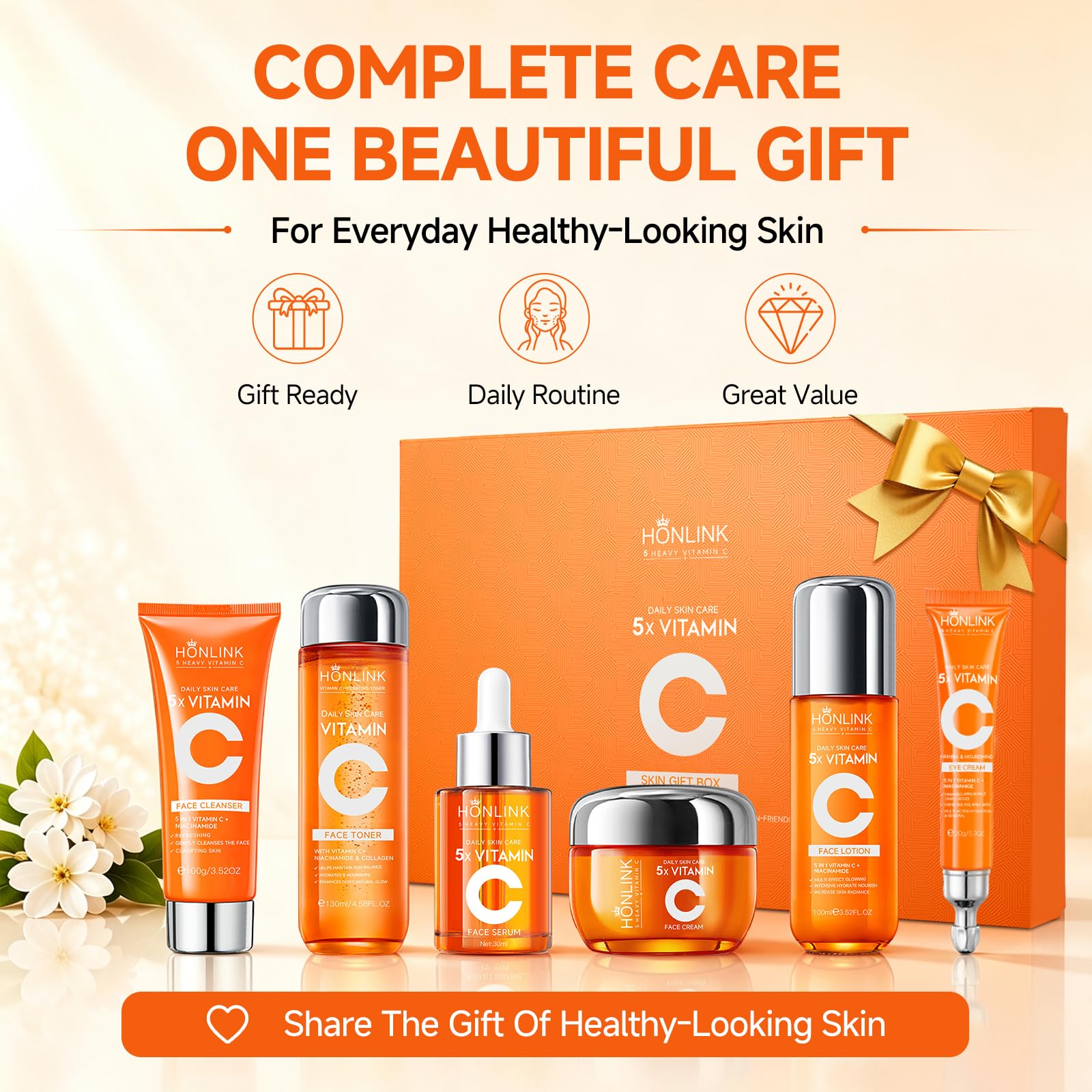 Vitamin C Niacinamide Skincare Set, Daily Facial Care Routine - UZTUZT
