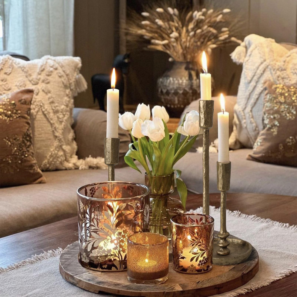 Rustic Cast Iron Taper Candle Holder - SUJUN Official Imagery - 6