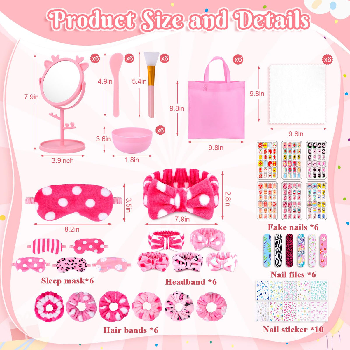 76Pcs Sleepover Party Supplies Slumber Spa Parties Kit for - Guifizeiom Official Imagery - 3