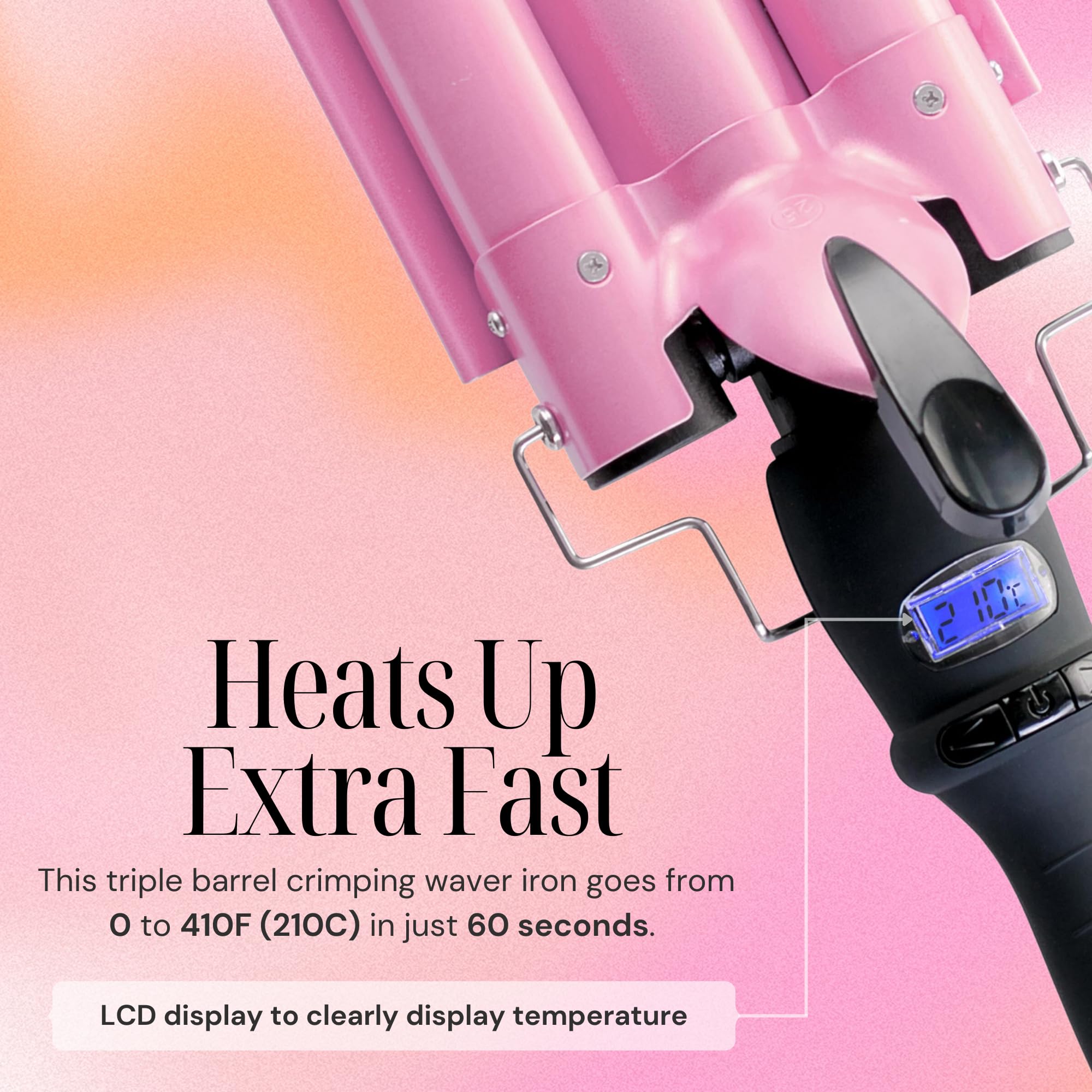 Alure Three Barrel Curling Iron Wand Hair Waver with LCD Temperature D - View 6