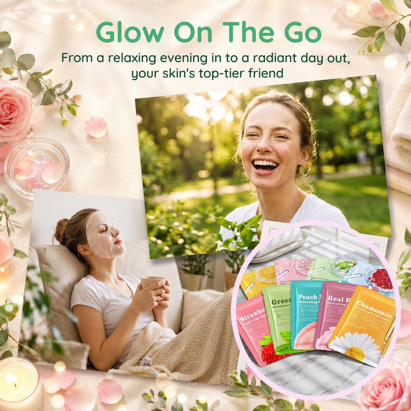 Beauty Bar 30 Pack Fruits and Plants Face Masks Skincare for - Beauty Bar