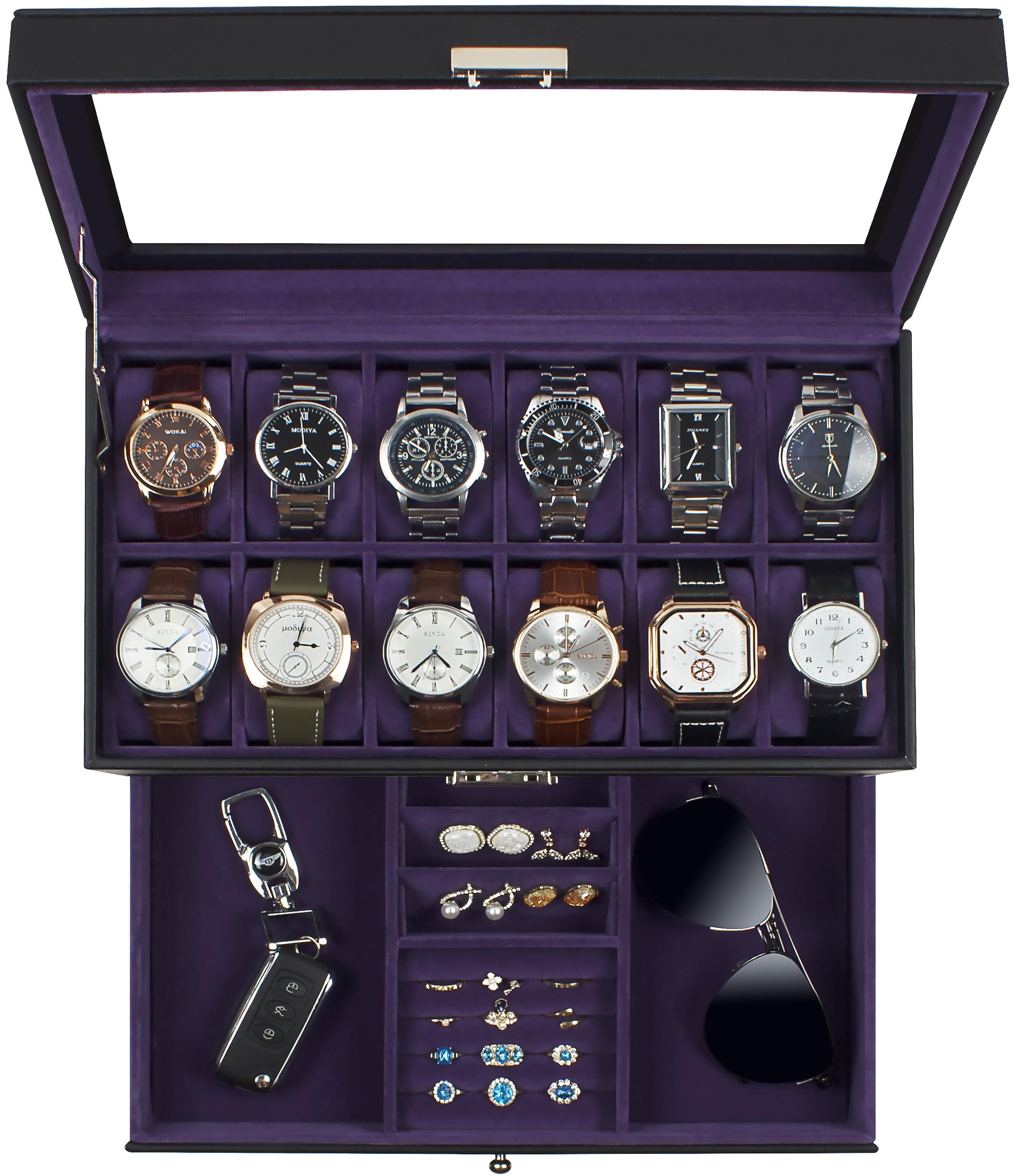 GUKA Watch Box, 12 Slot Watch Case, Watch Cases for men with - Product Imagery
