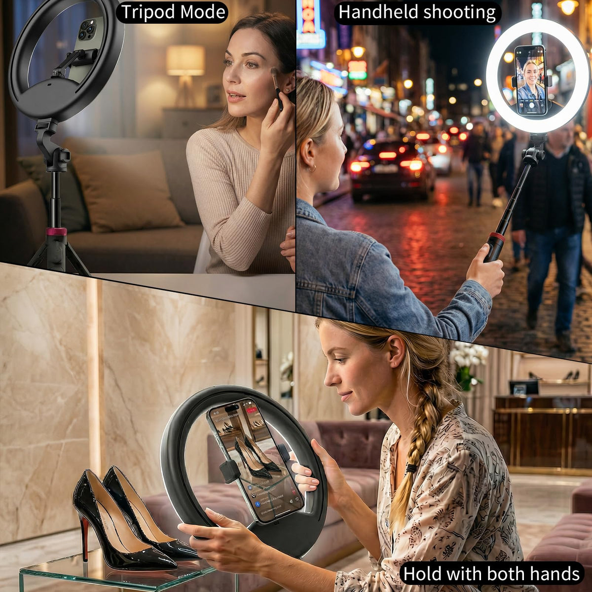 10 Selfie Ring Light with 64 Tripod Stand Rechargeable Ring - YUNJITONN Official Imagery - 5