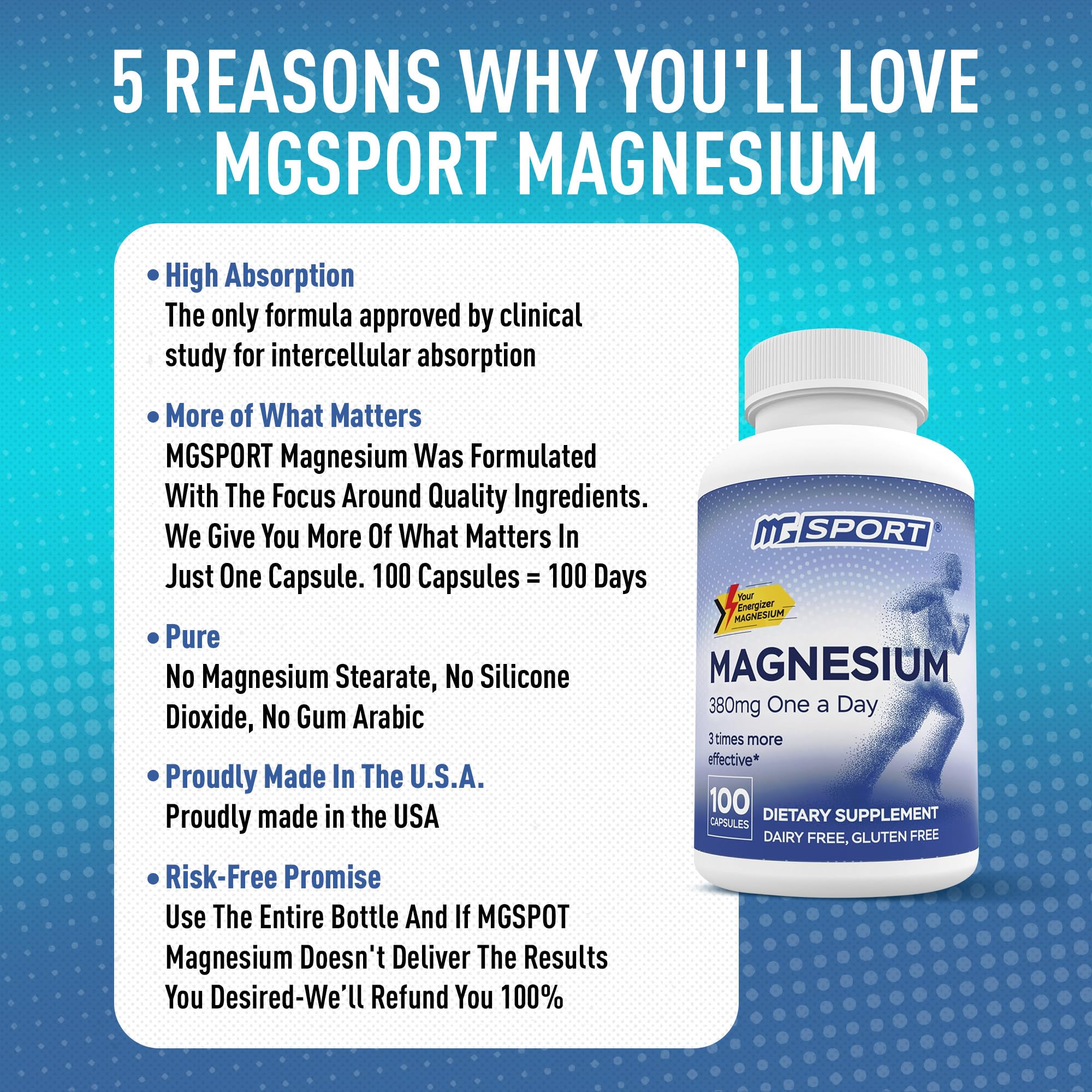 MgSport 100 Magnesium Supplement - MgSport Official Product View 5